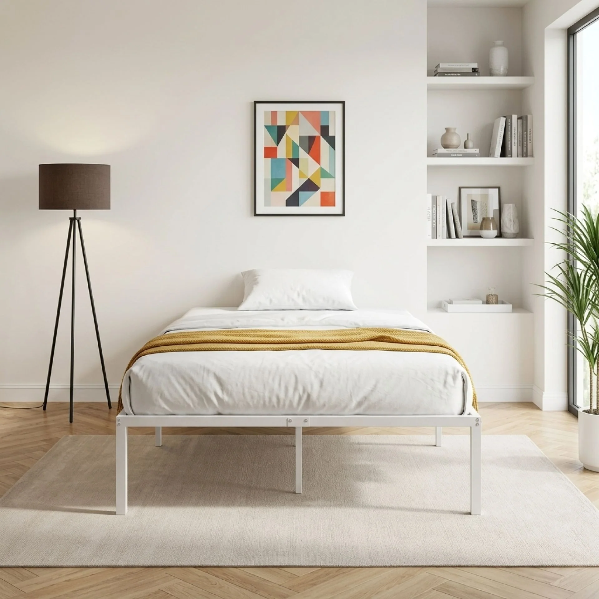 Lite King Single Metal Bed Frame - White - Image 5
