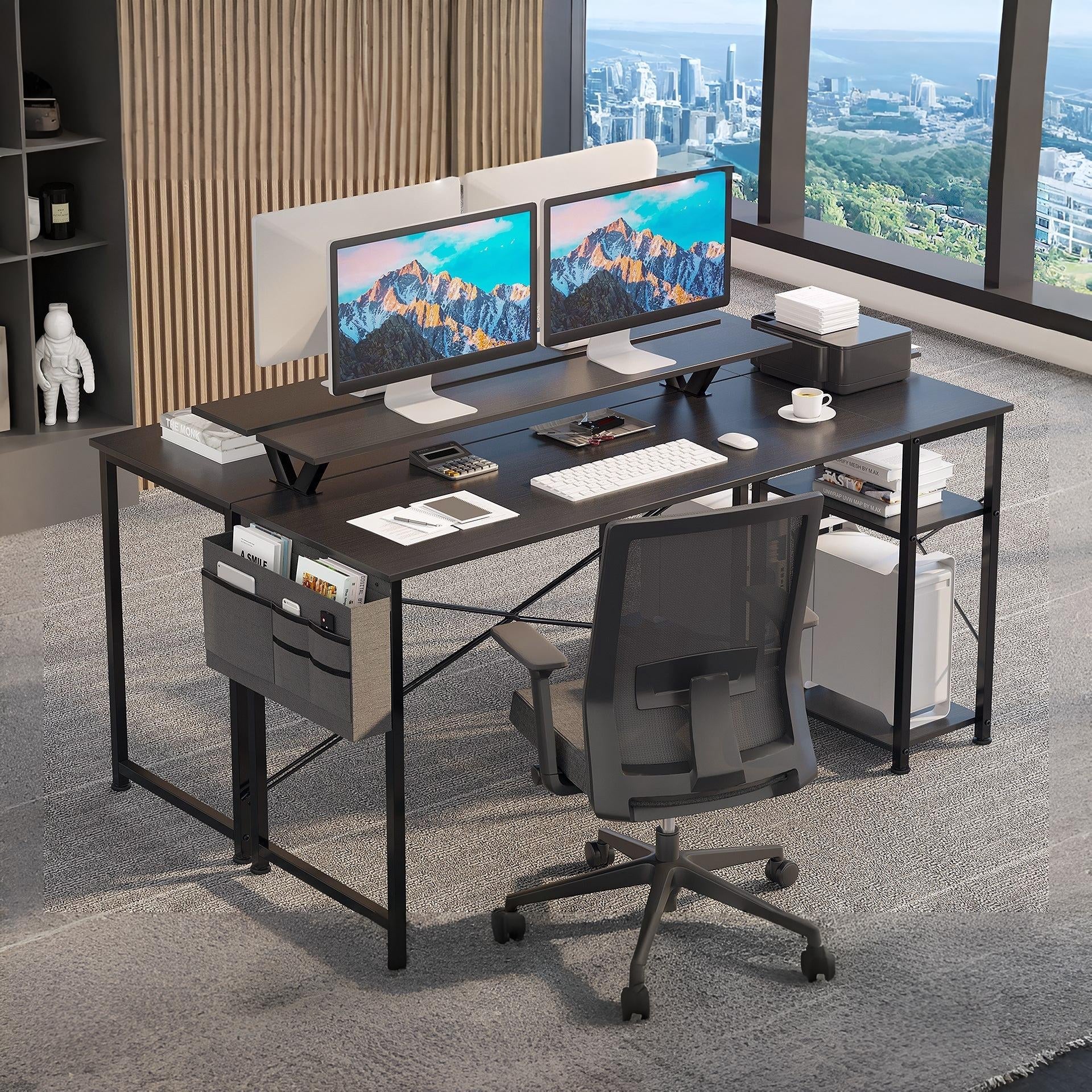 Logan 160cm Computer Desk with Storage Bag - Black - Image 5
