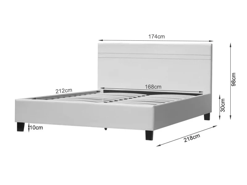LOGAN KING Slat PU Bed with Headboard - WHITE - Image 8