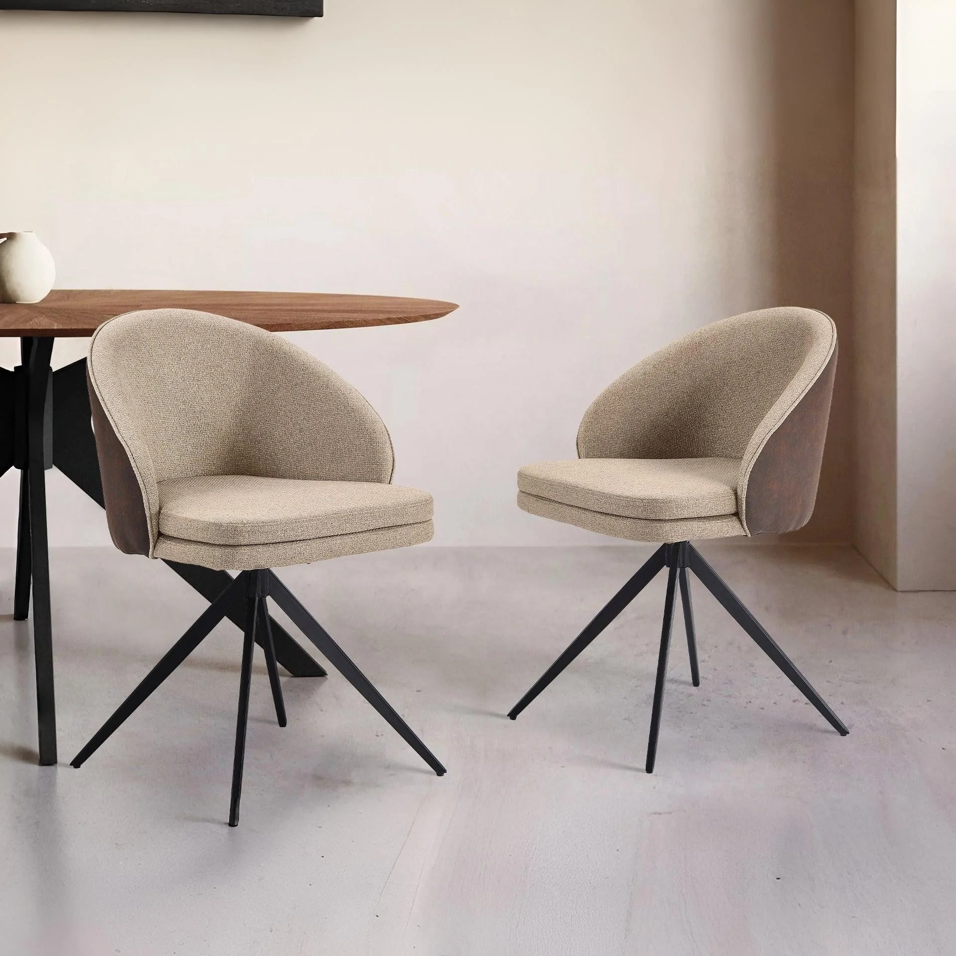 Loren Swivel Dining Chairs - Set of 2 - Light Brown - Image 2