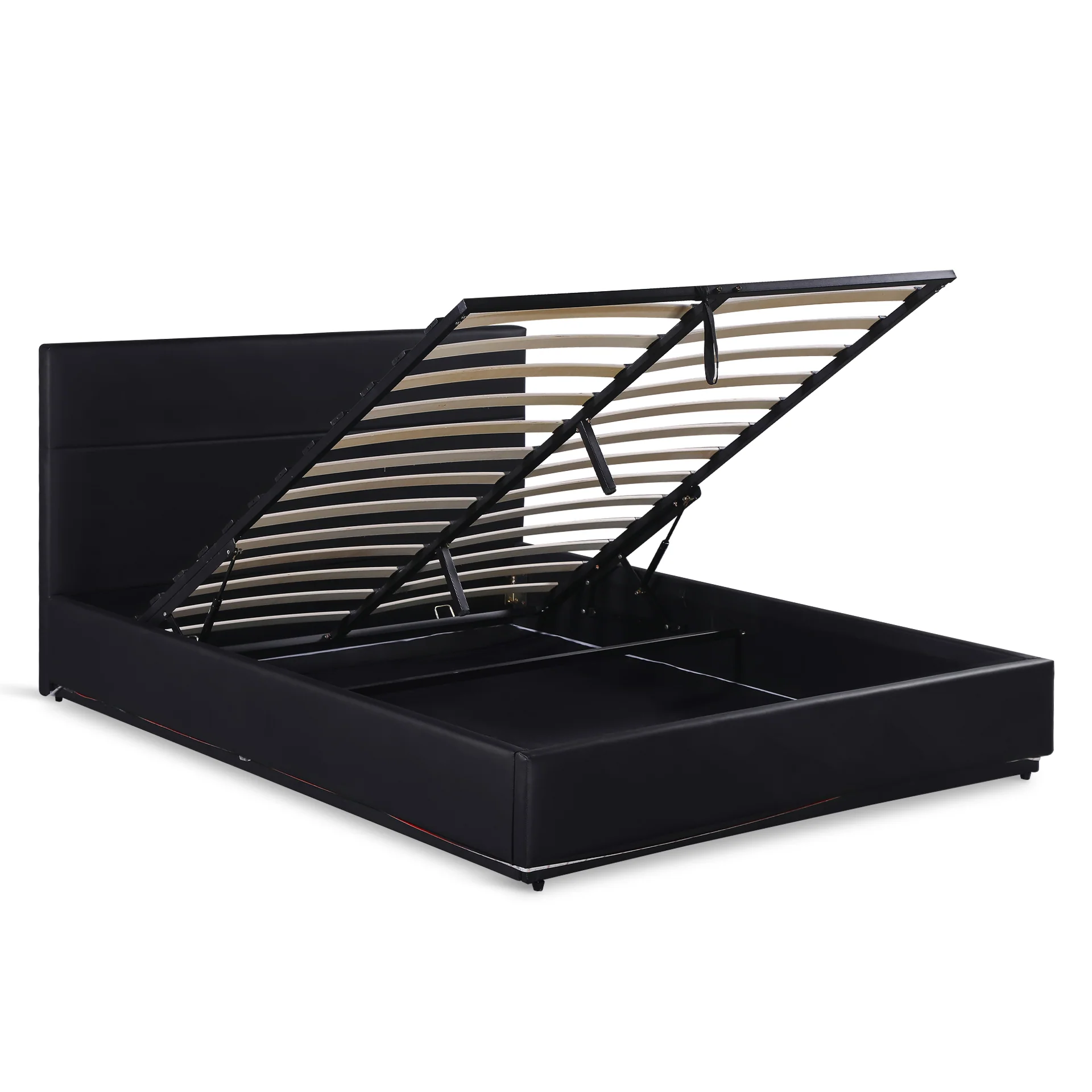 Lumetek PU Queen Gas Lift Bed Frame - Black - Image 10
