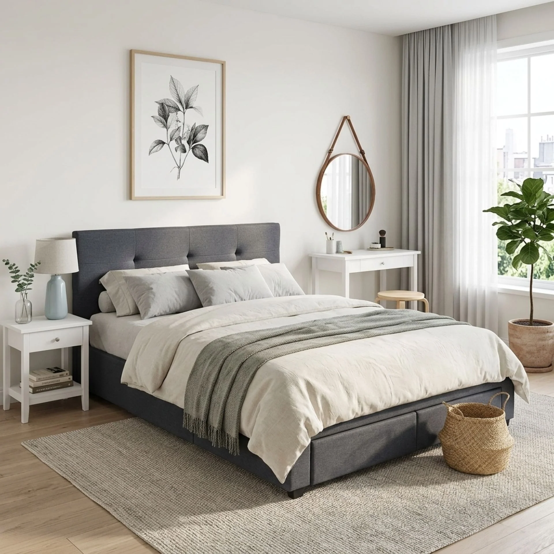 Tuffen Queen Bed Frame with 4 Drawers – Grey - Image 4