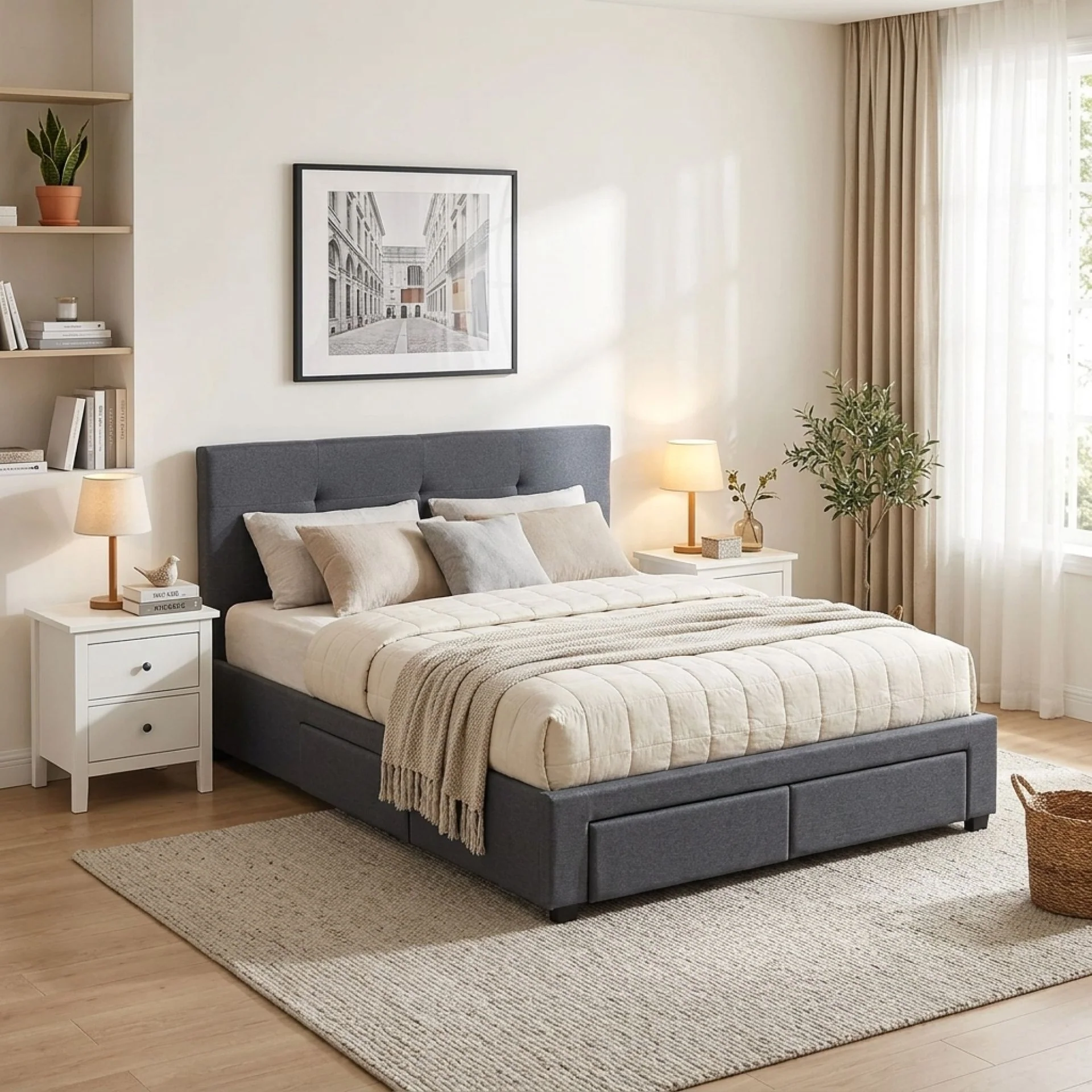 Tuffen Queen Bed Frame with 4 Drawers – Grey - Image 5