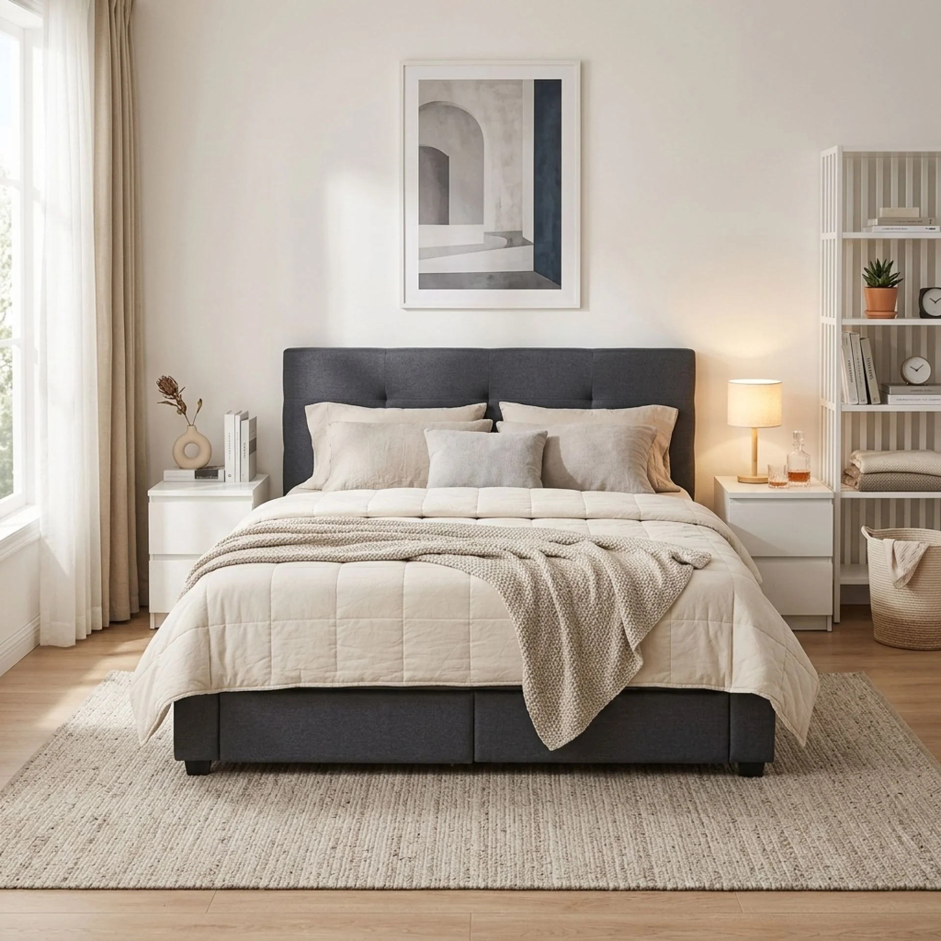 Tuffen Queen Bed Frame with 4 Drawers – Grey - Image 7