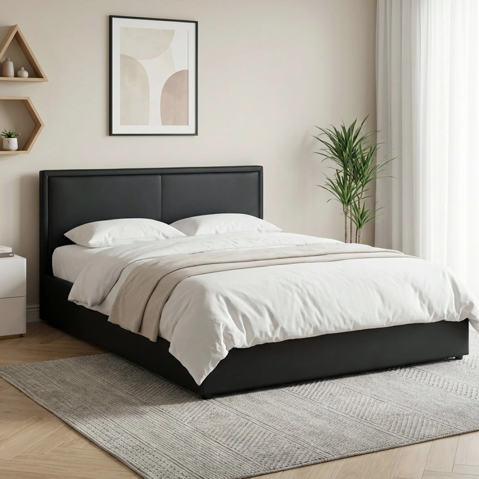Panelux Queen Gas Lift Bed Frame - Black - Image 3