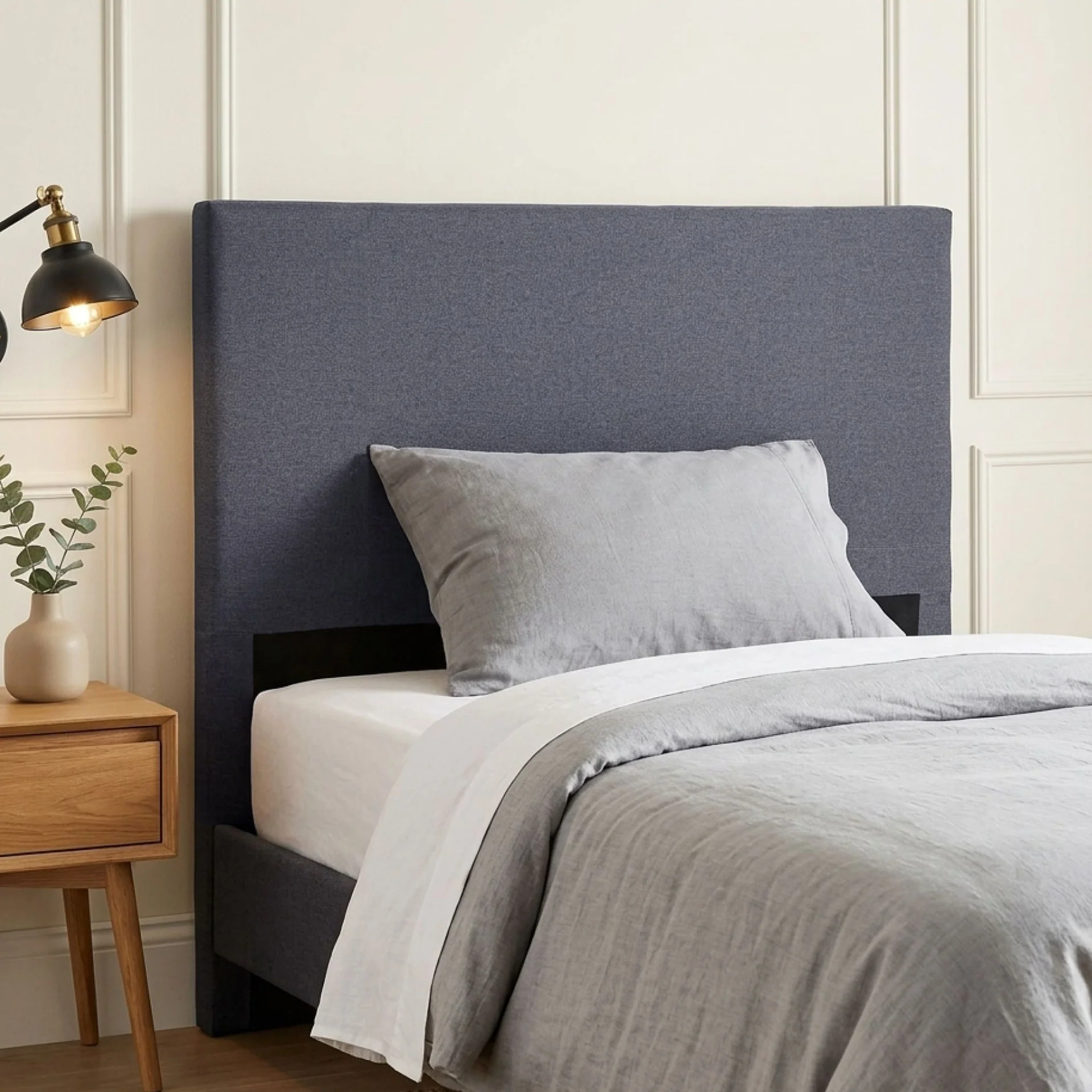 Planna Queen Upholstered Headboard - Dark Grey - Image 4