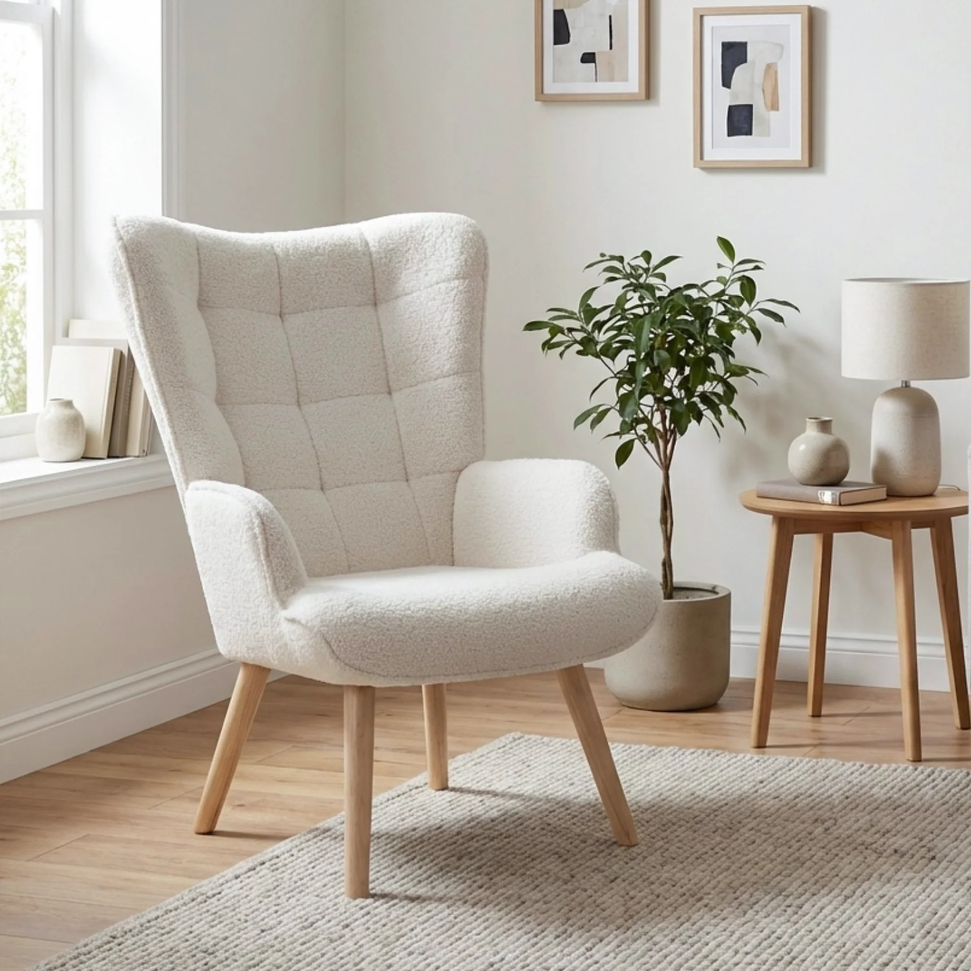 Airi Boucle Armchair - White - Image 4