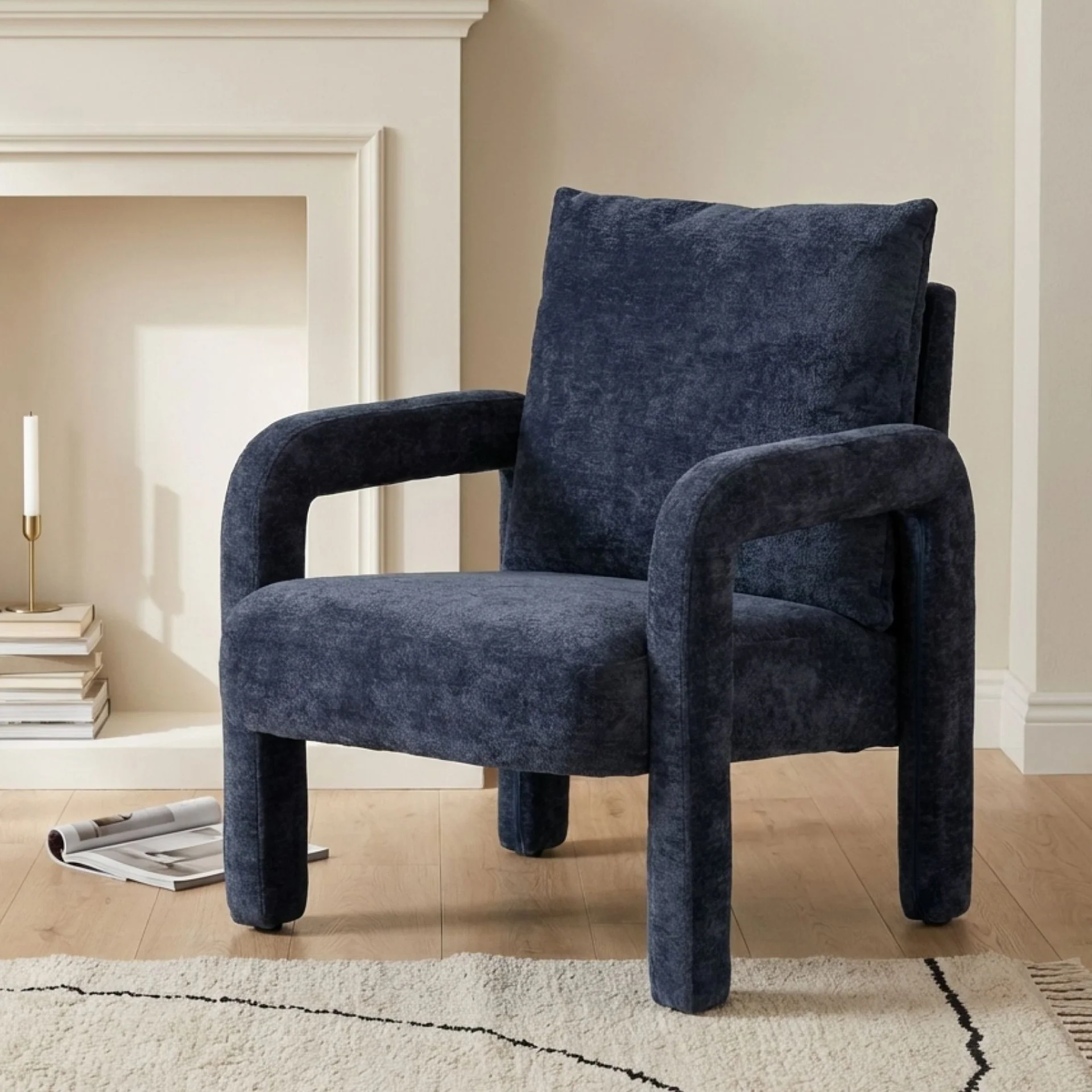 Modo Velvet Armchair - Navy Blue
