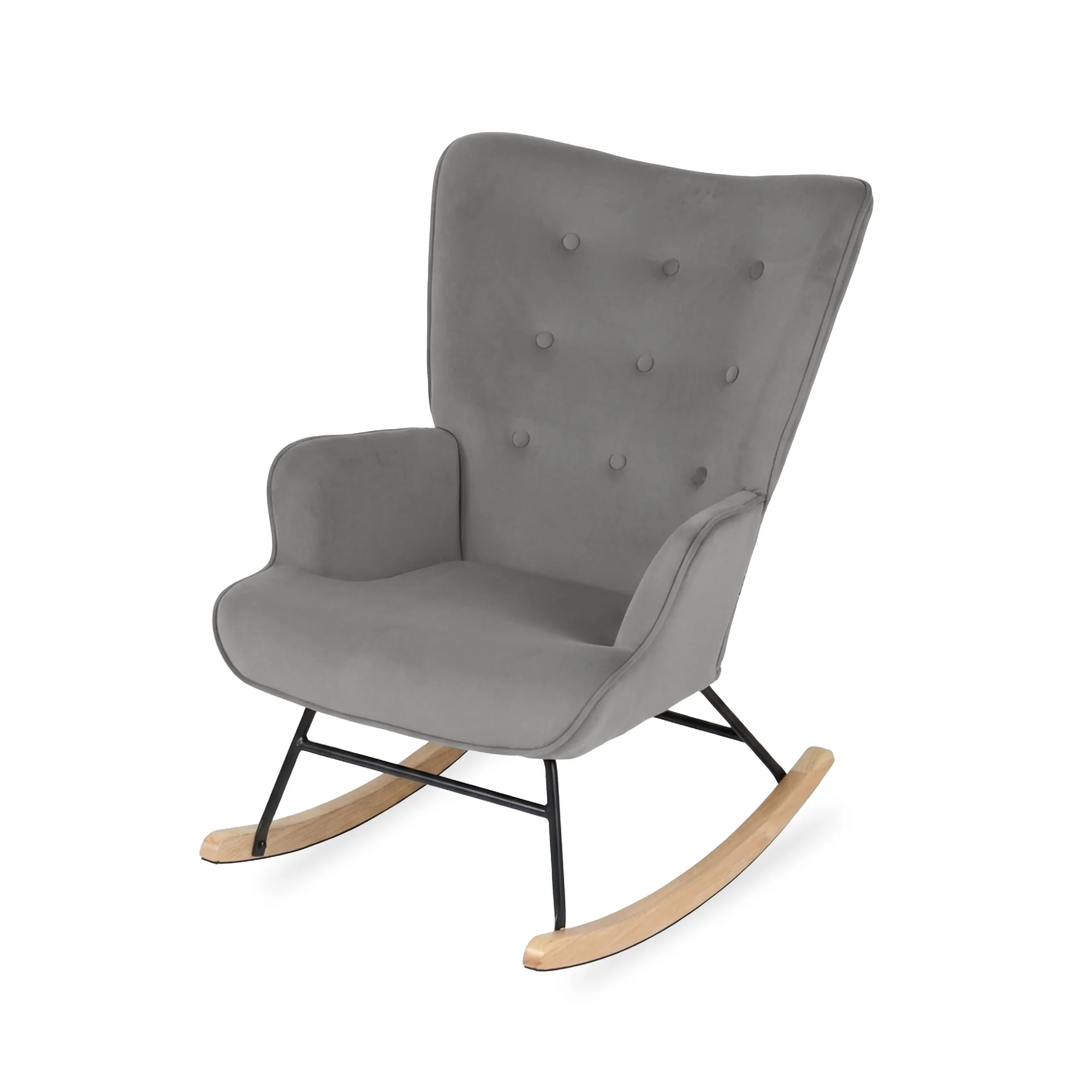 Kiva Velvet Rocking Armchair - Dark Grey - Image 11