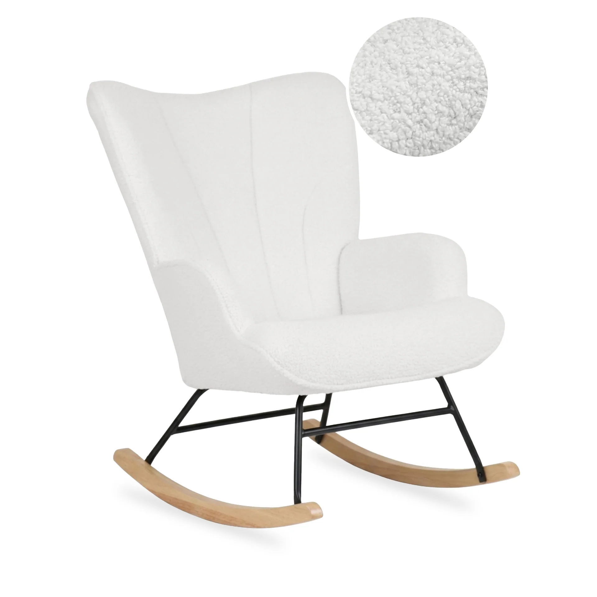 Liva Boucle Rocking Armchair - White - Image 7