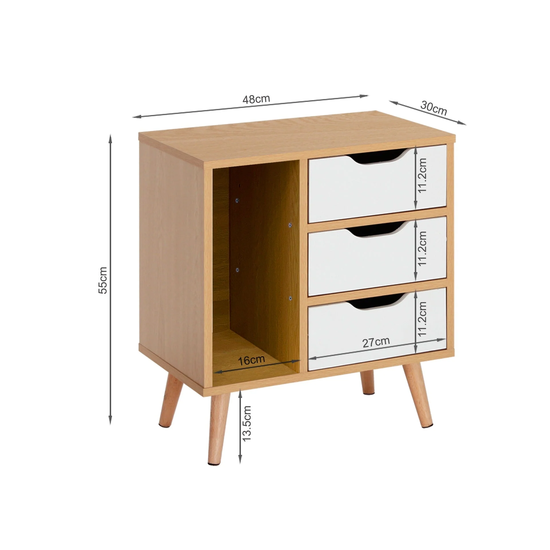 Luca Bedside Table - Maple + White - Image 12