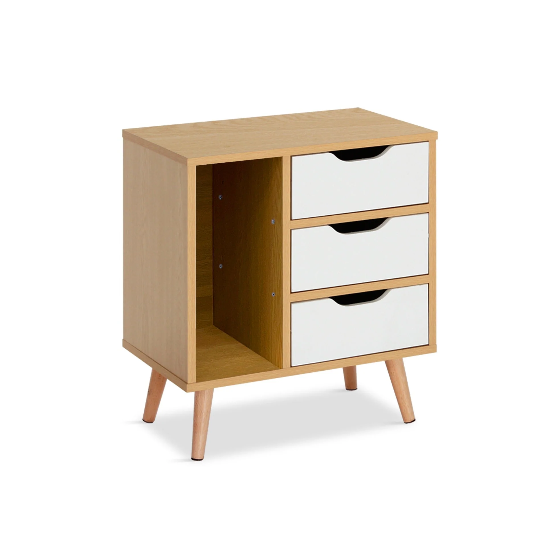 Luca Bedside Table - Maple + White - Image 7