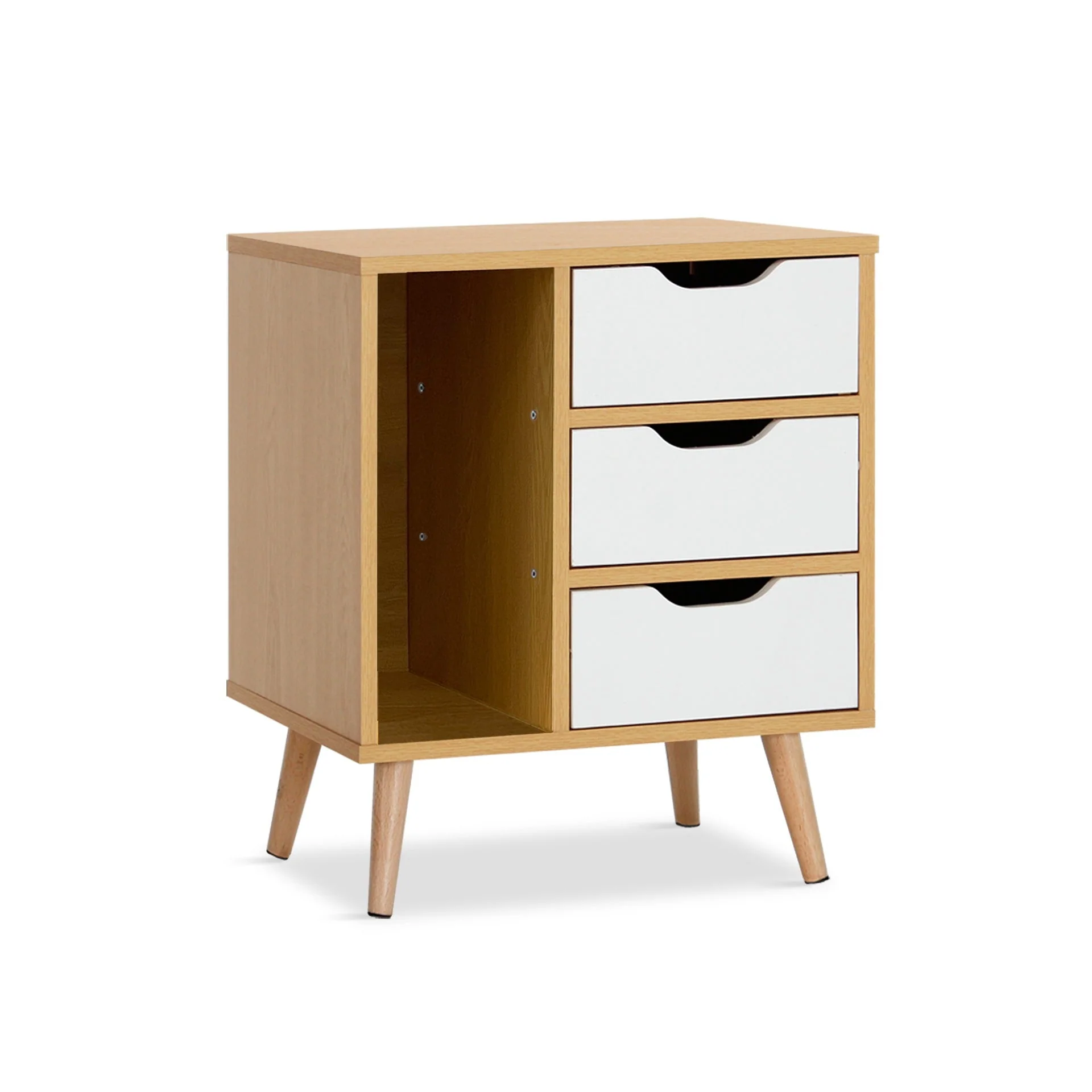 Luca Bedside Table - Maple + White - Image 8