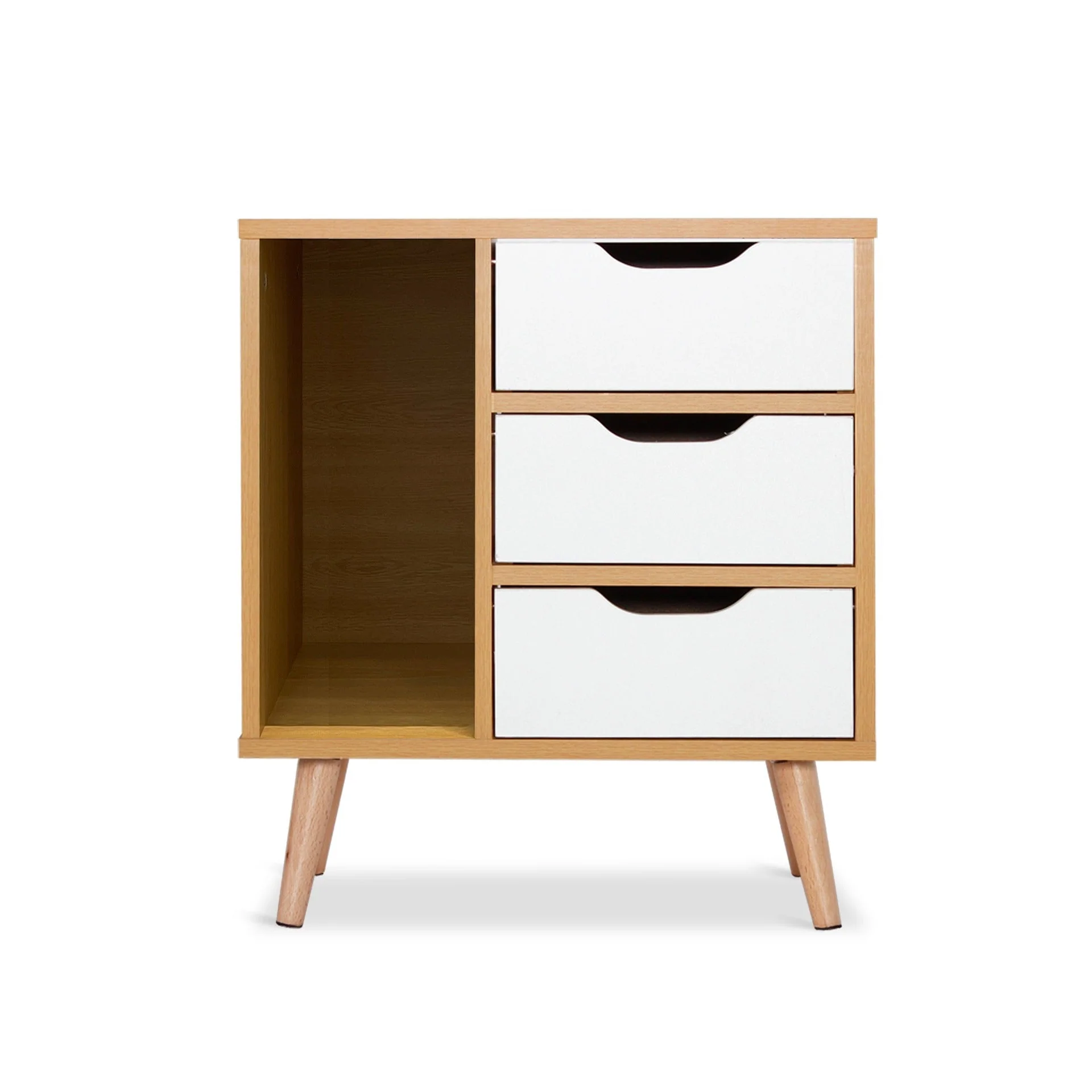Luca Bedside Table - Maple + White - Image 9