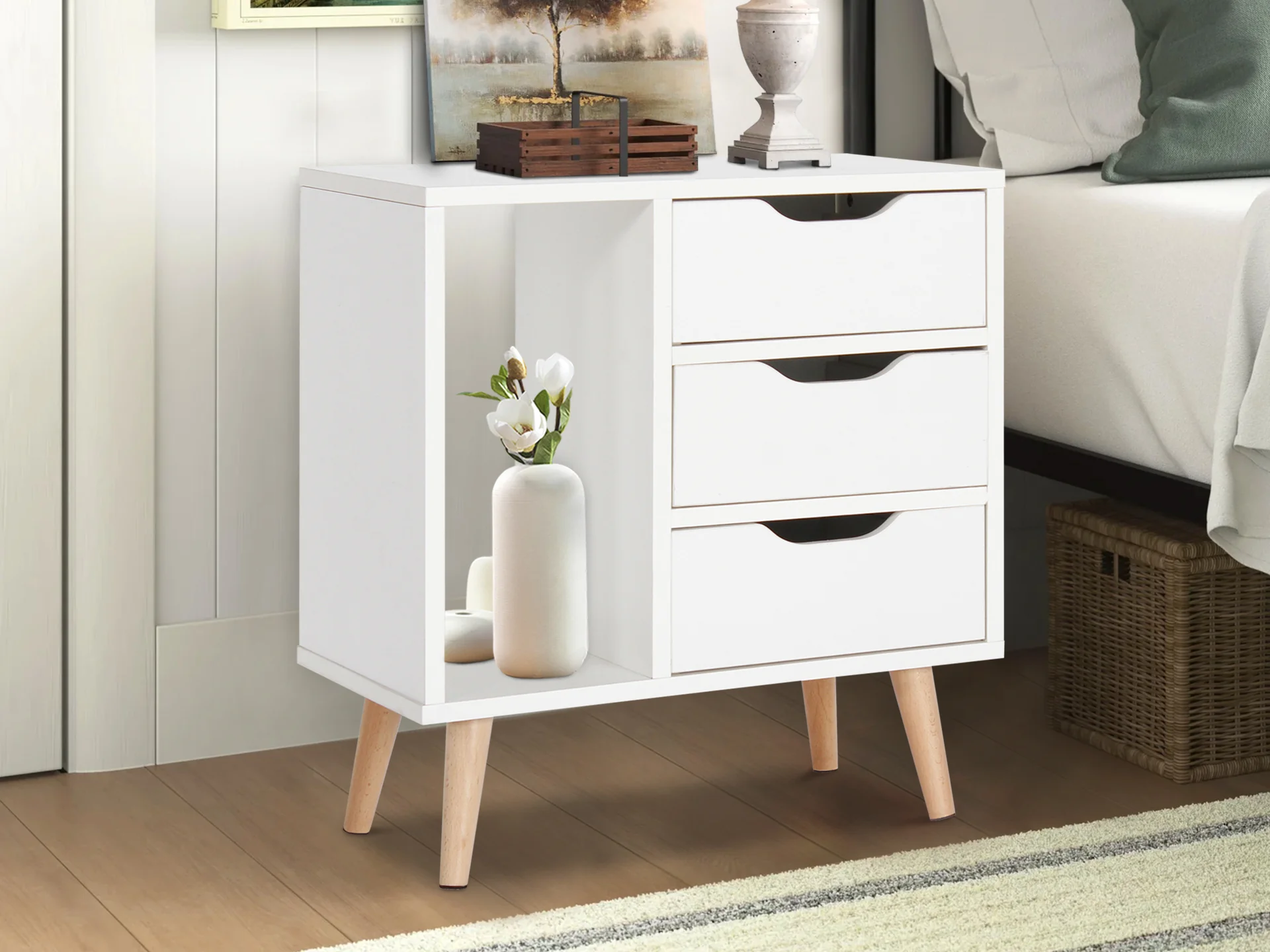 LUCA Bedside Table - WHITE