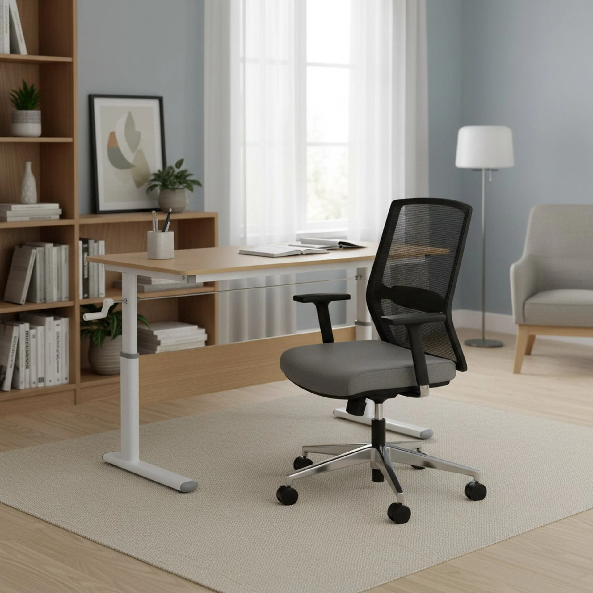 Lucas 120cm Manual Standing Desk - Maple + White