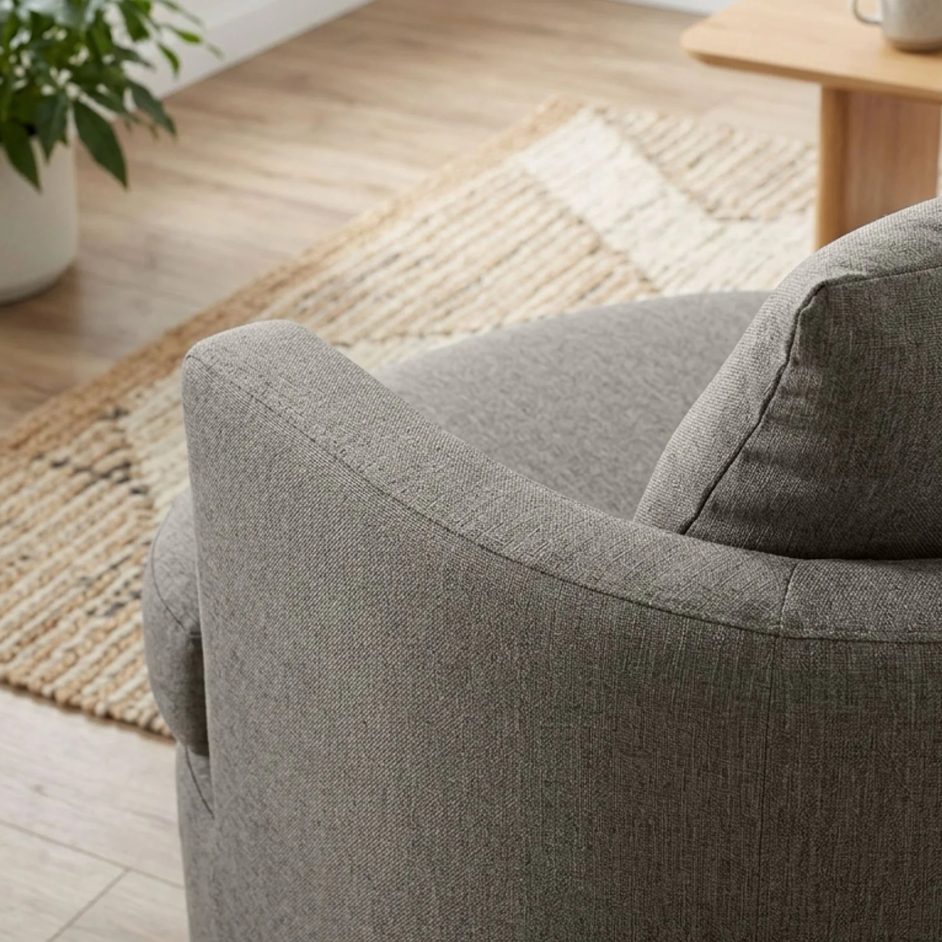 Luva Linen Swivel Armchair - Dark Grey - Image 6