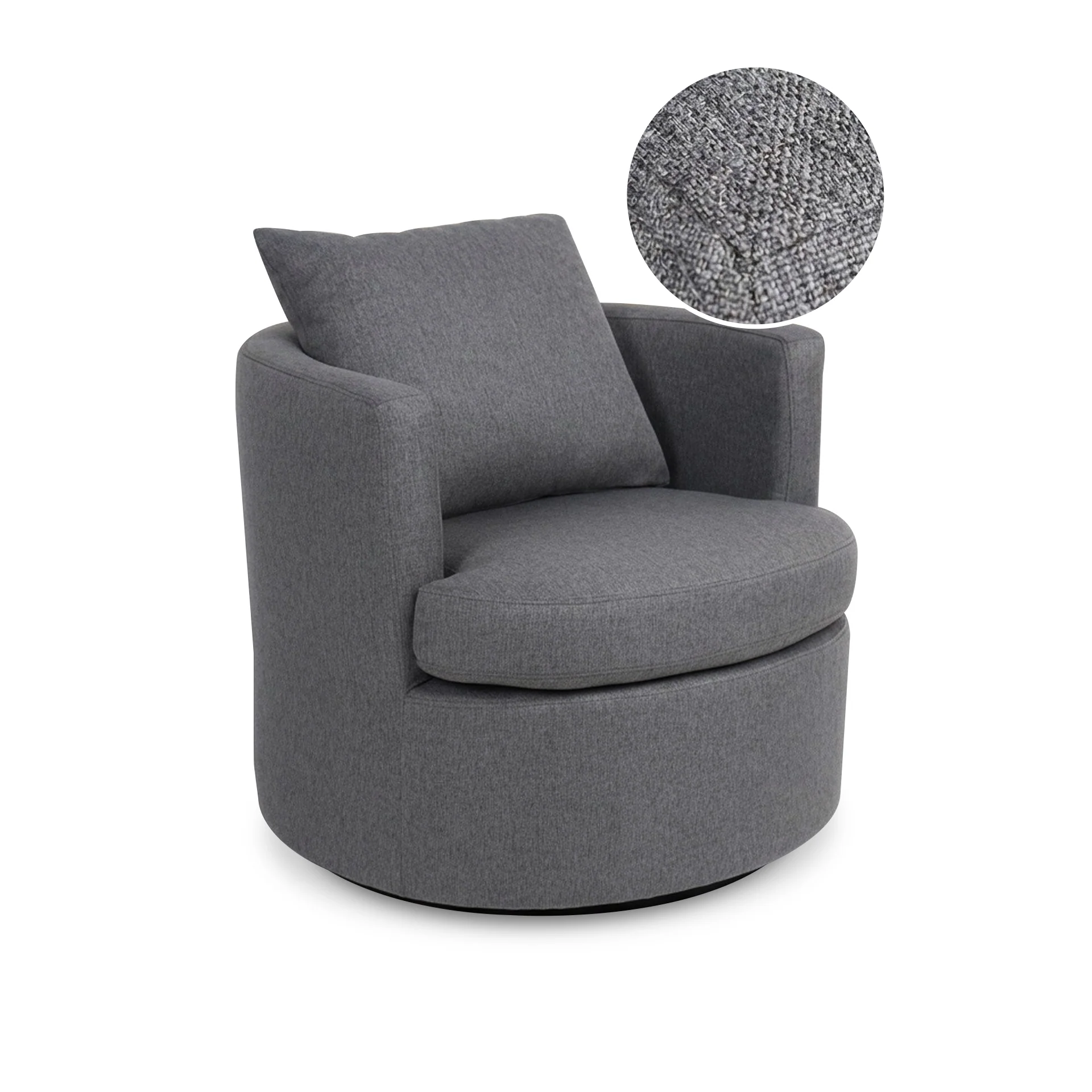 Luva Linen Swivel Armchair - Dark Grey - Image 8