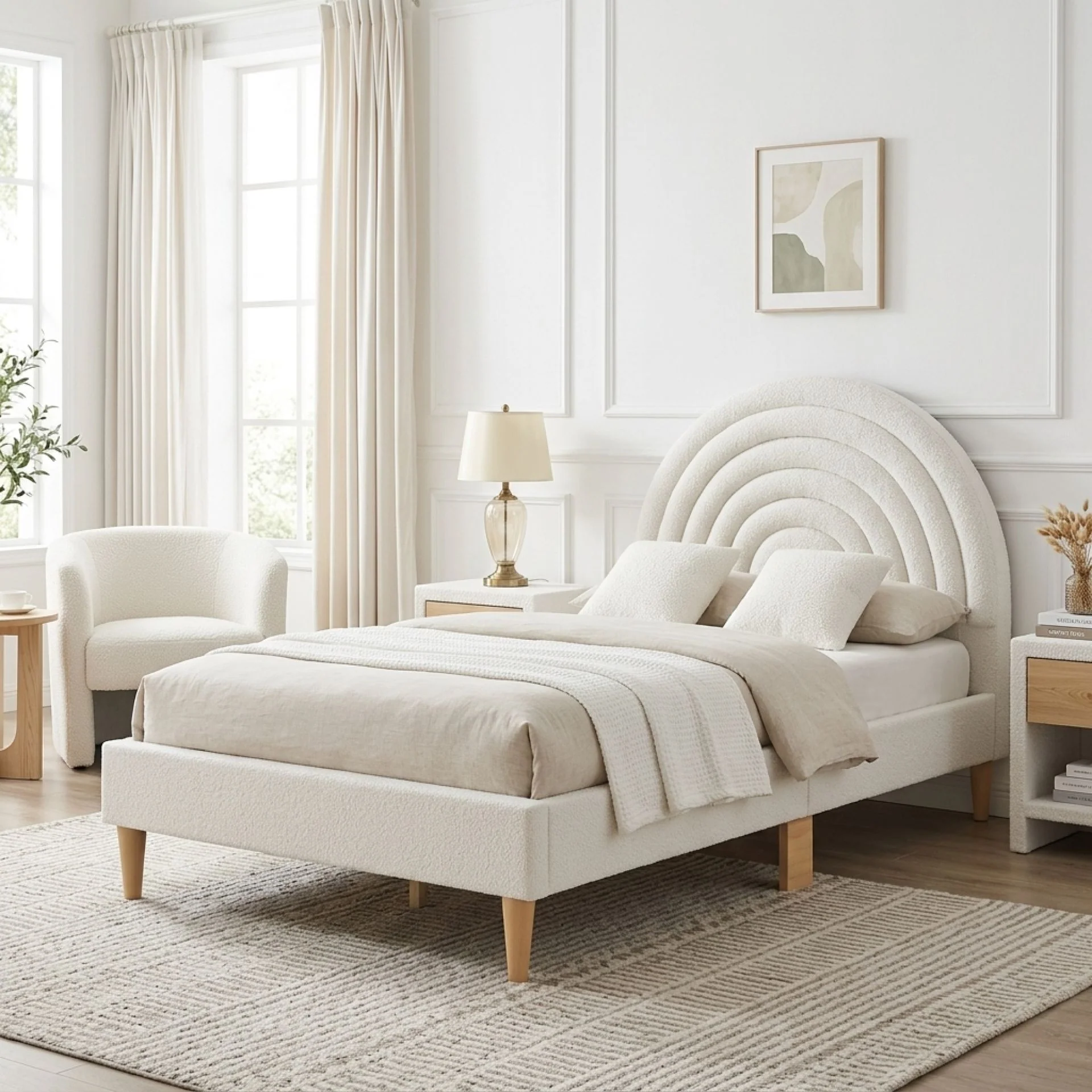 Lydia Single Bed Frame - Cream (T=0.167m³ - 25.0kg)