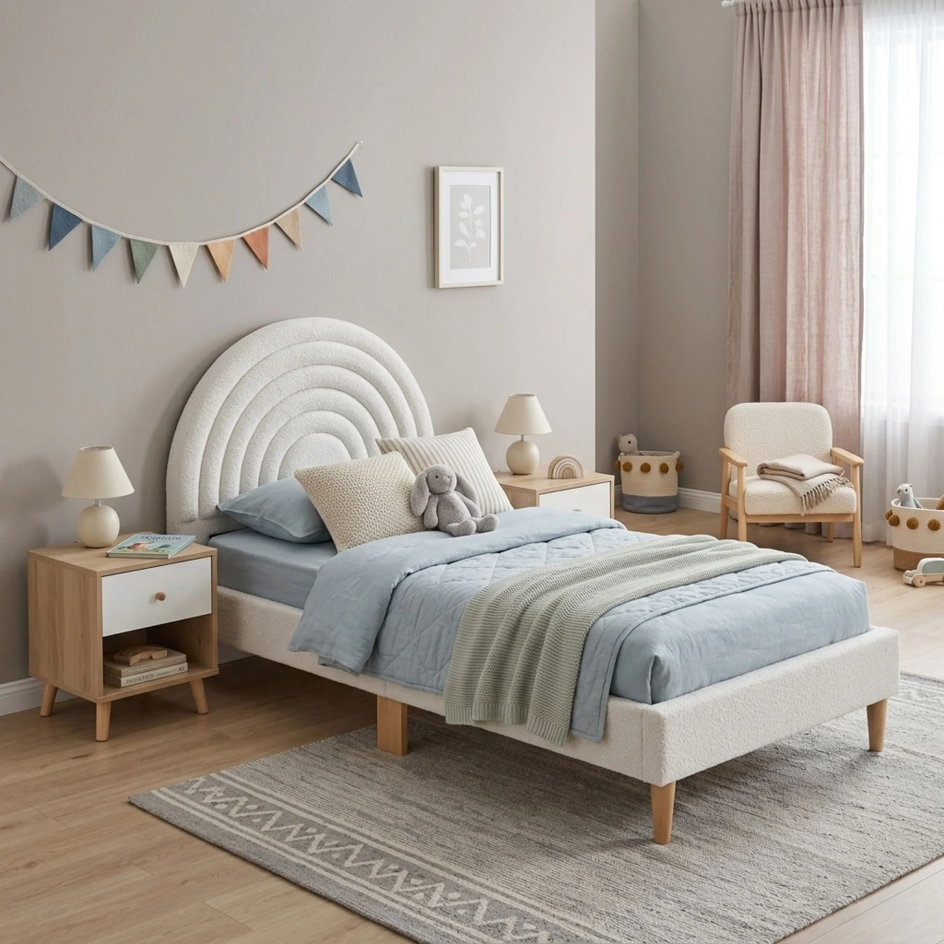 Lydia Single Bed Frame - Cream (T=0.167m³ - 25.0kg) - Image 4