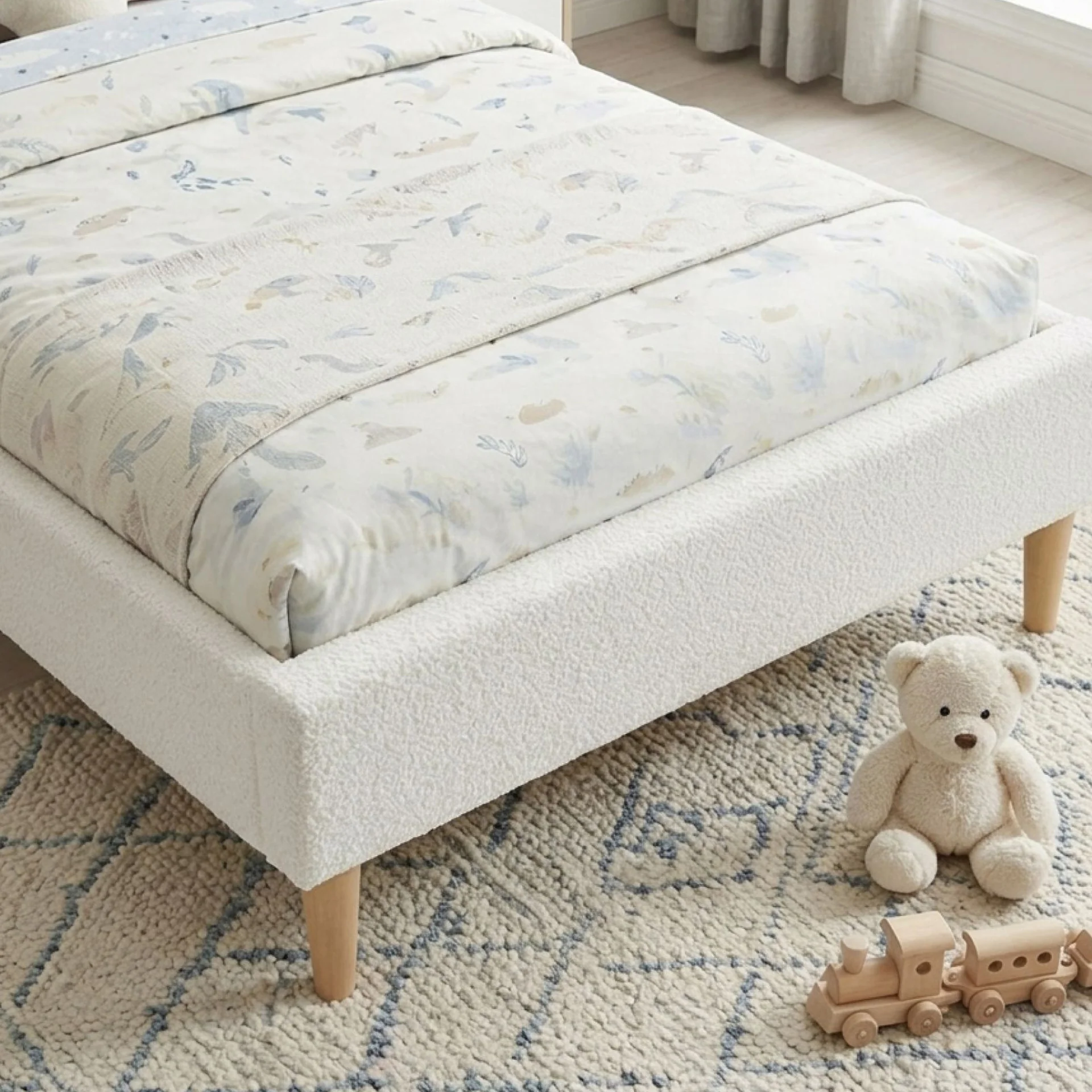 Lydia Single Bed Frame - Cream (T=0.167m³ - 25.0kg) - Image 6