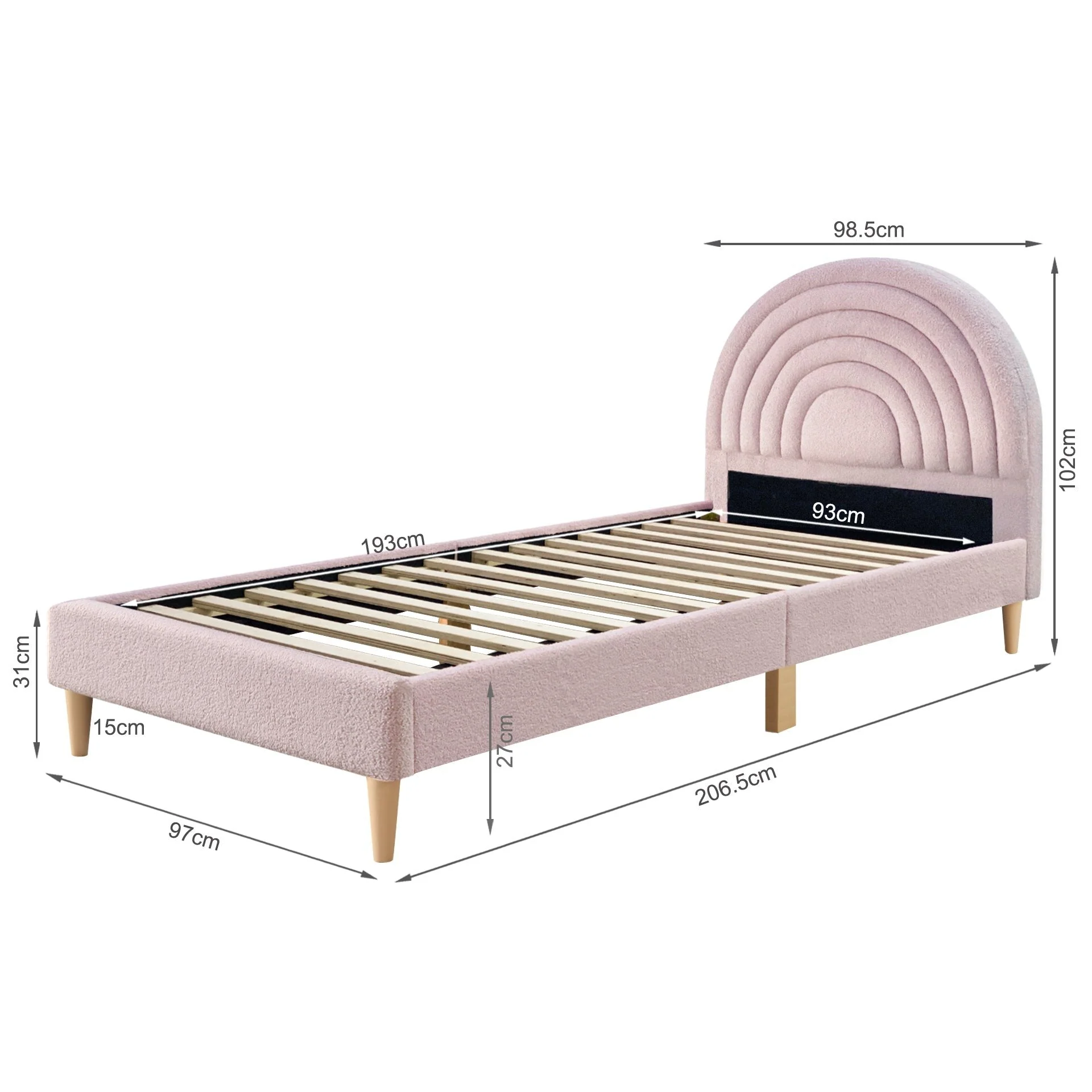 Lydia Single Bed Frame - Pink - Image 12