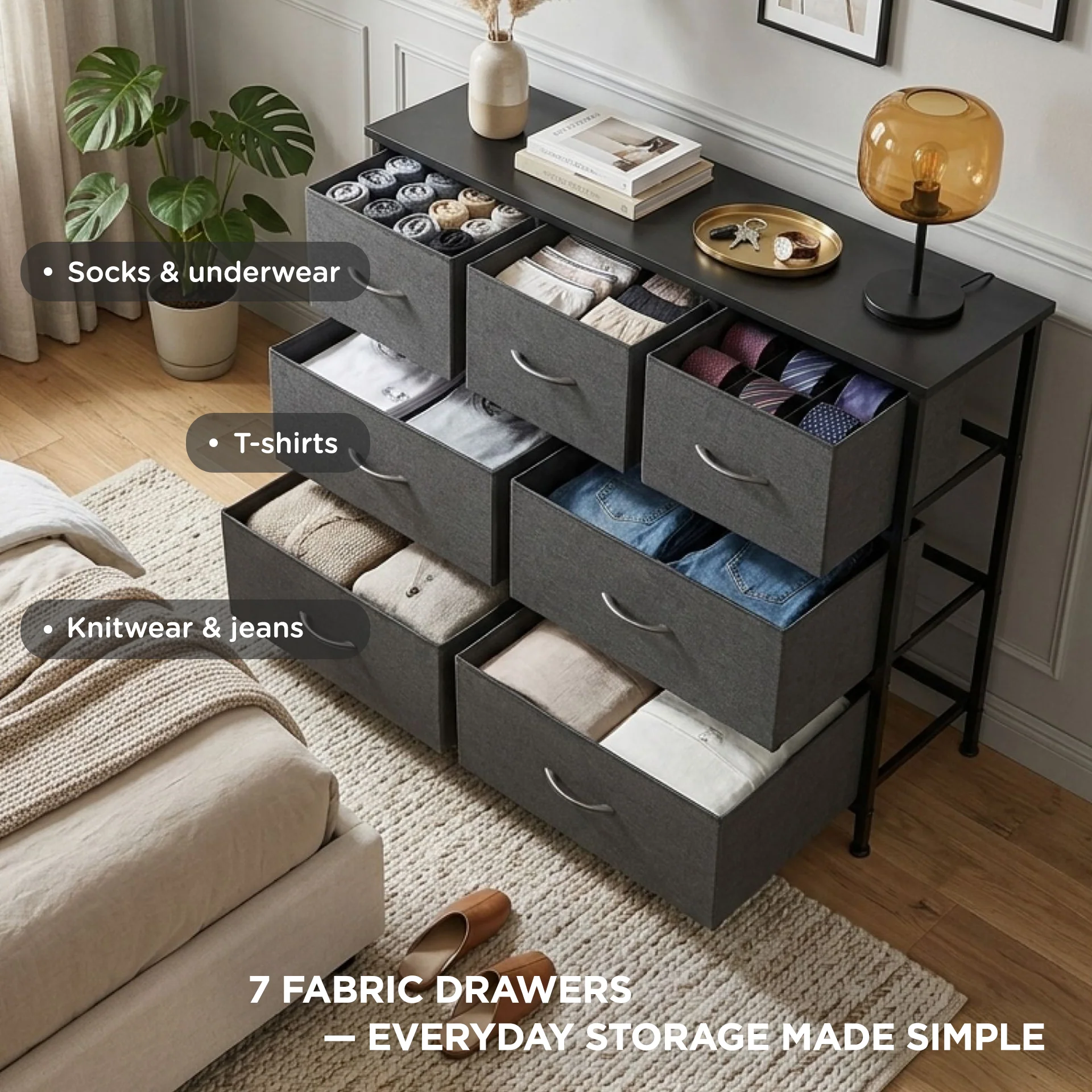 Madilyn 7 Drawers Lowboy - Black - Image 4