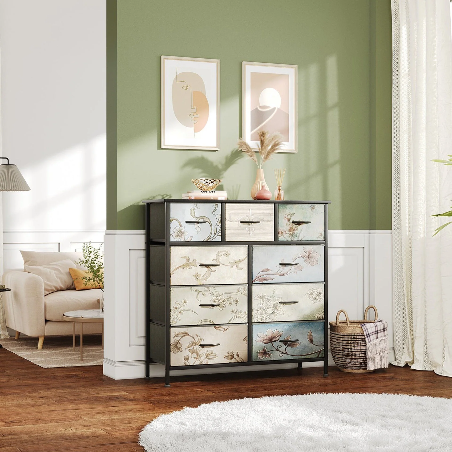 Madilyn 9 Drawers Lowboy - Black + Mix - Image 2