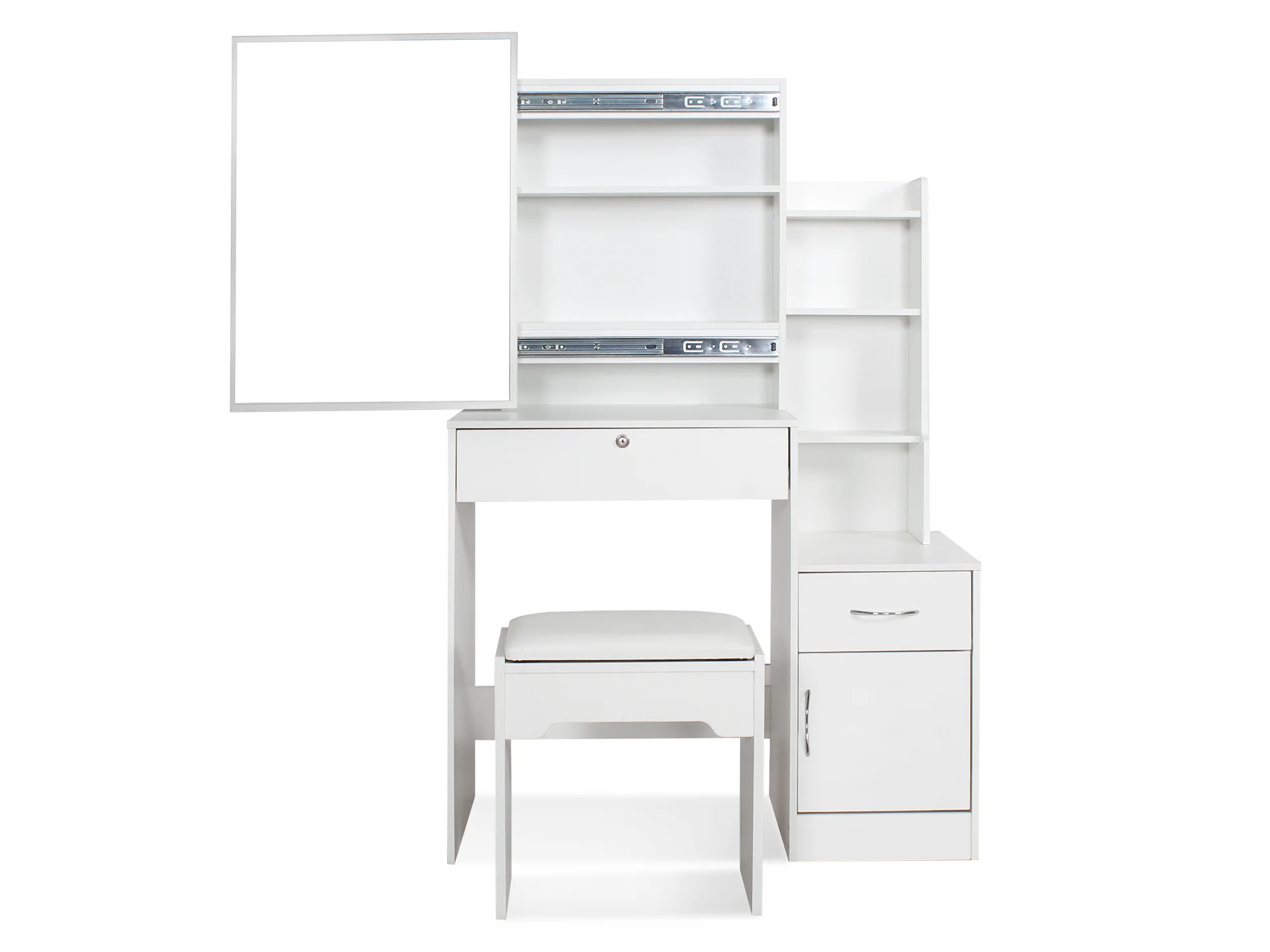 Magnolia Sliding Door Mirror Dressing Table Set 2pcs - White - Image 7