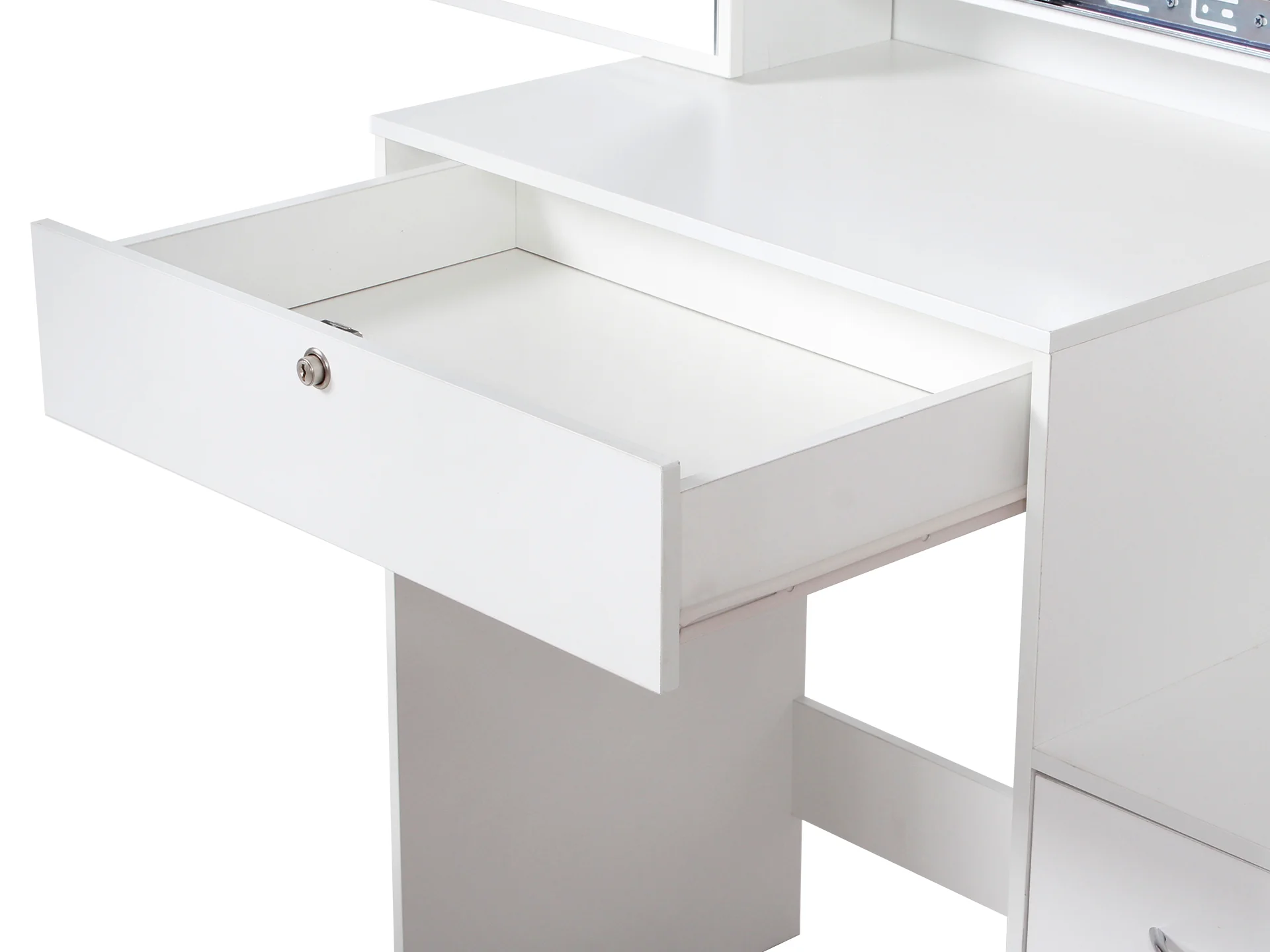 Magnolia Sliding Door Mirror Dressing Table Set 2pcs - White - Image 9