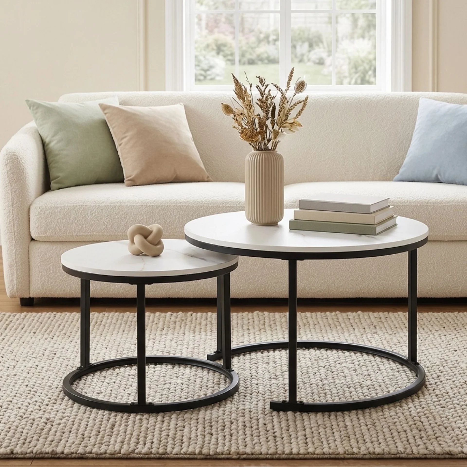 Mainit Nesting Coffee Table - Set of 2 - White + Black