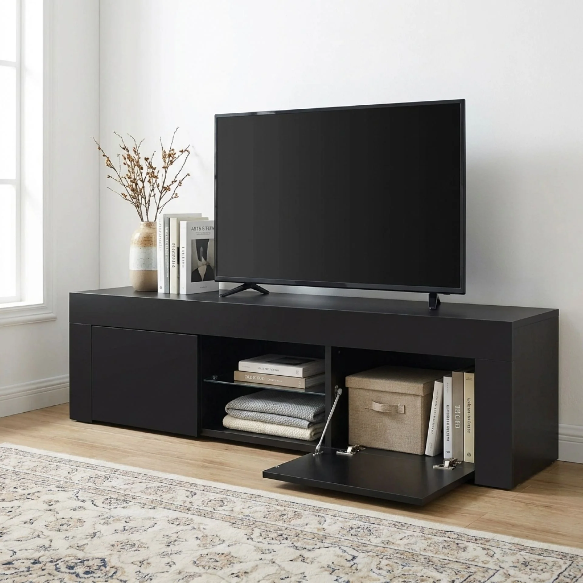 Maize 1.3m LED Entertainment Unit - Black - Image 2