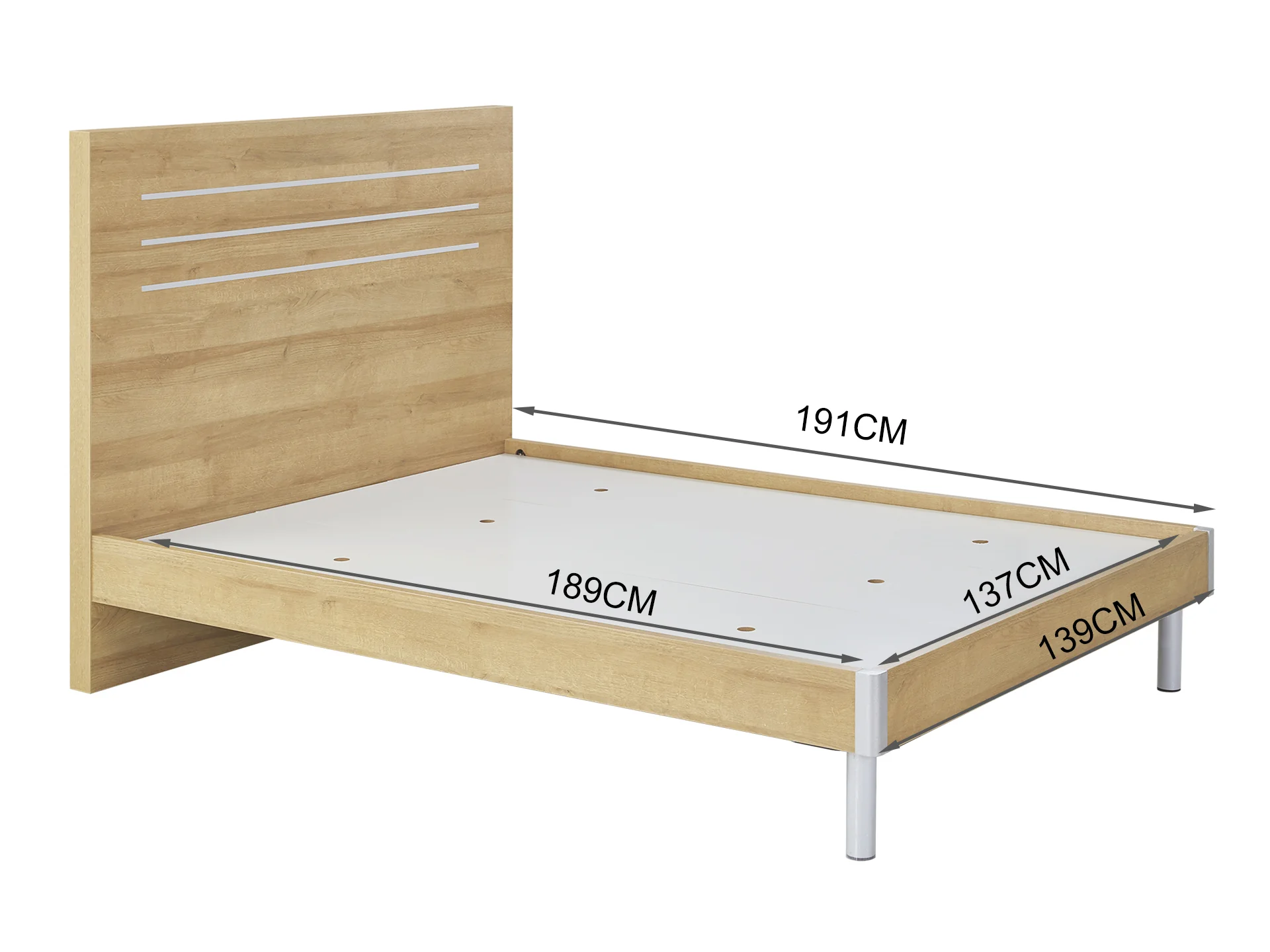 MAKALU Double Wooden Bed - OAK - Image 8