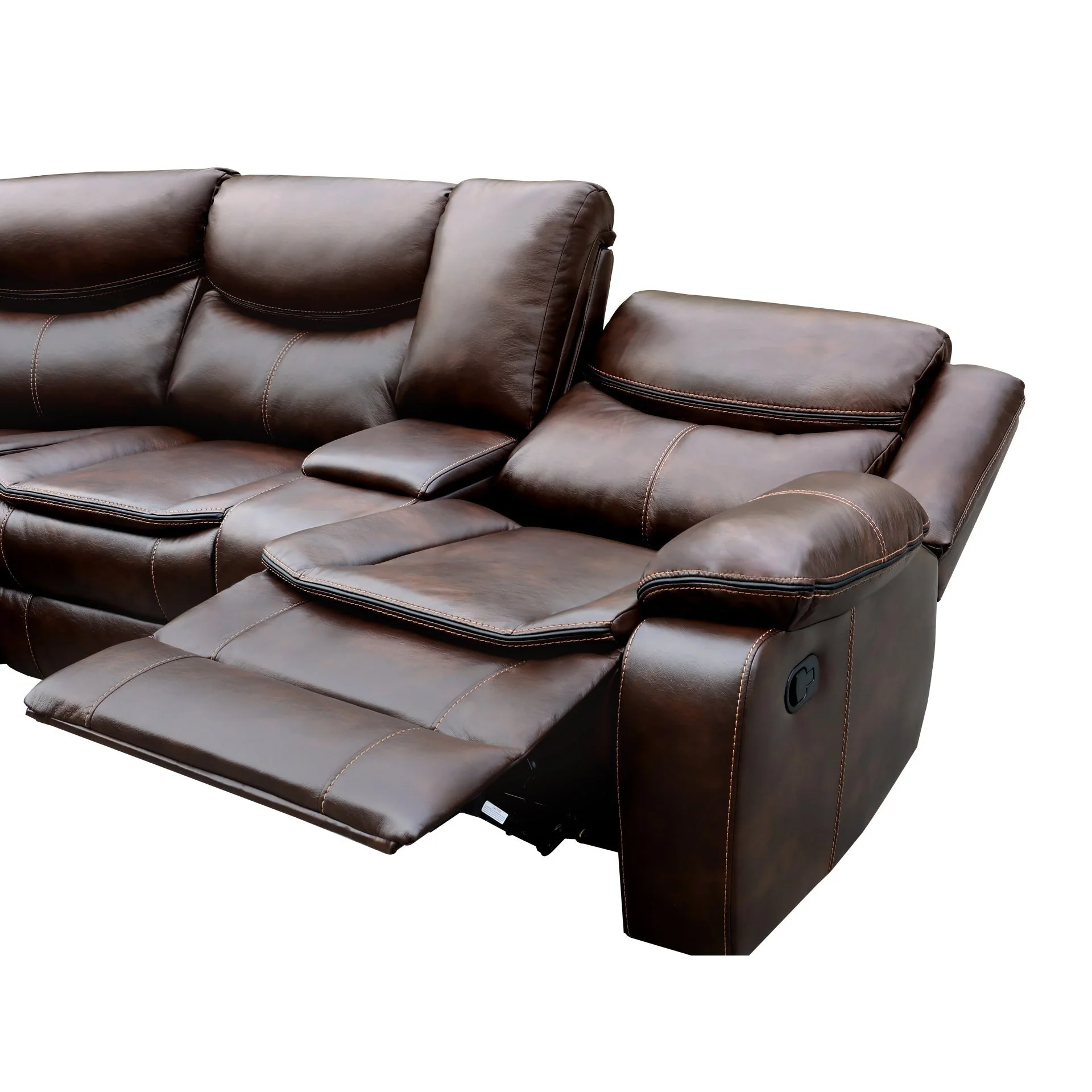 Mandan Manual Recliner Corner Sofa - Brown - Image 10