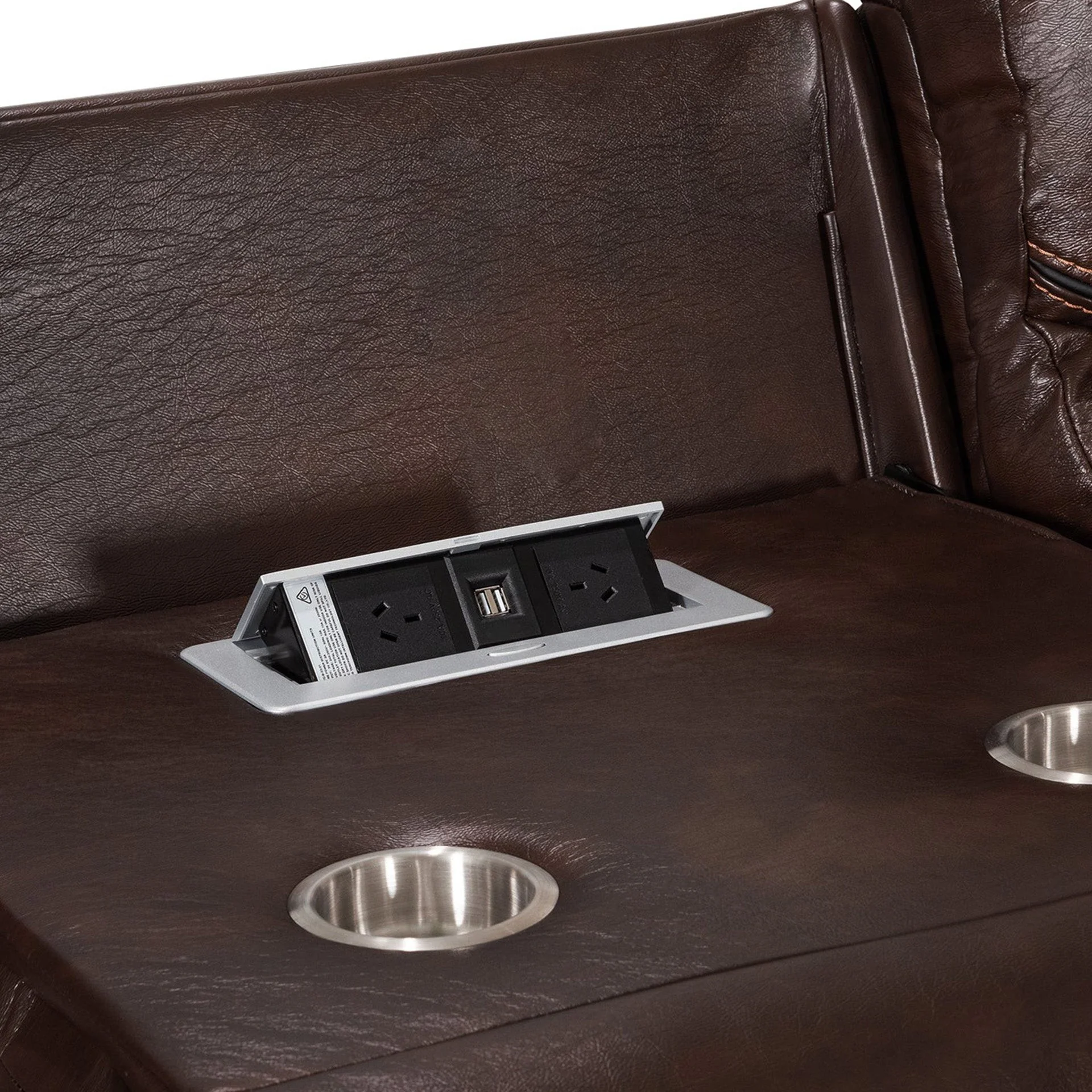 Mandan Manual Recliner Corner Sofa - Brown - Image 13
