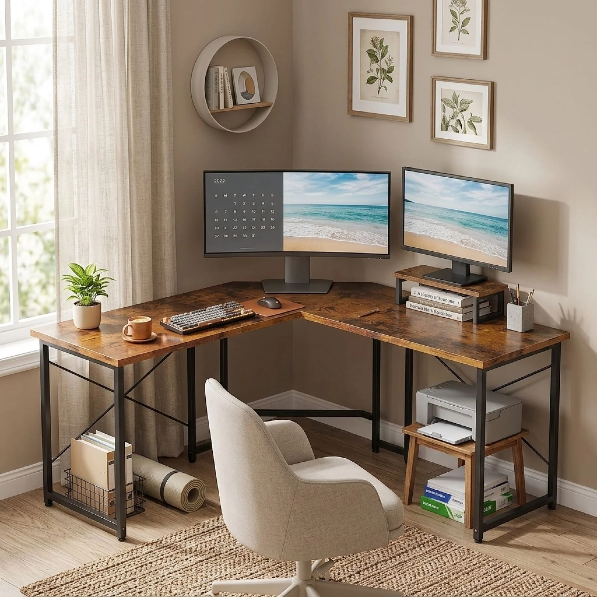 Marcus Gaming Corner Desk - Rustic Brown - Image 3