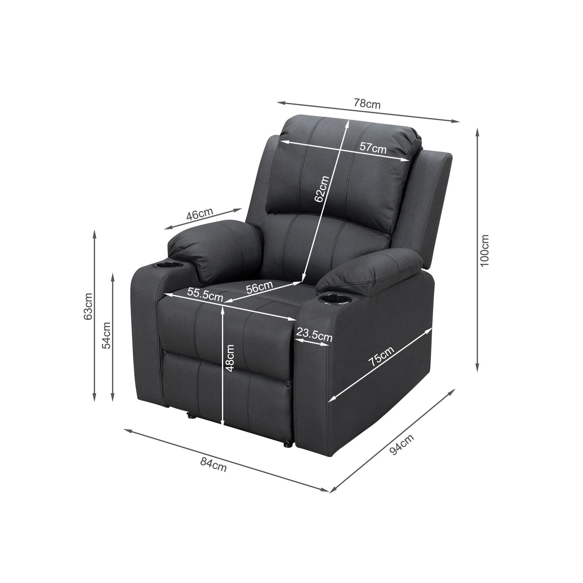 Marton Electric Recliner Chair - Black - Image 15