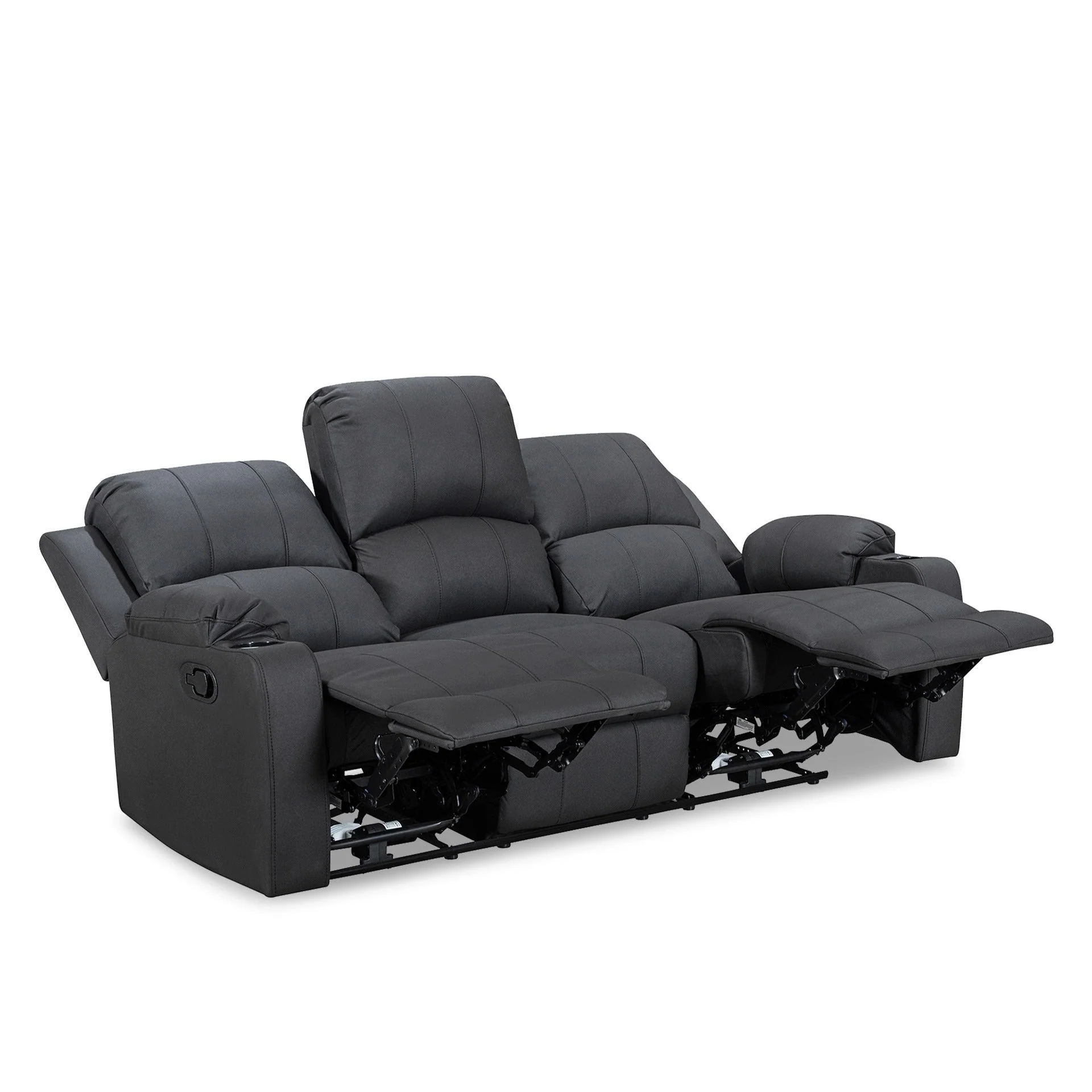Marton Manual 3 Seater Recliner Sofa - Black - Image 12