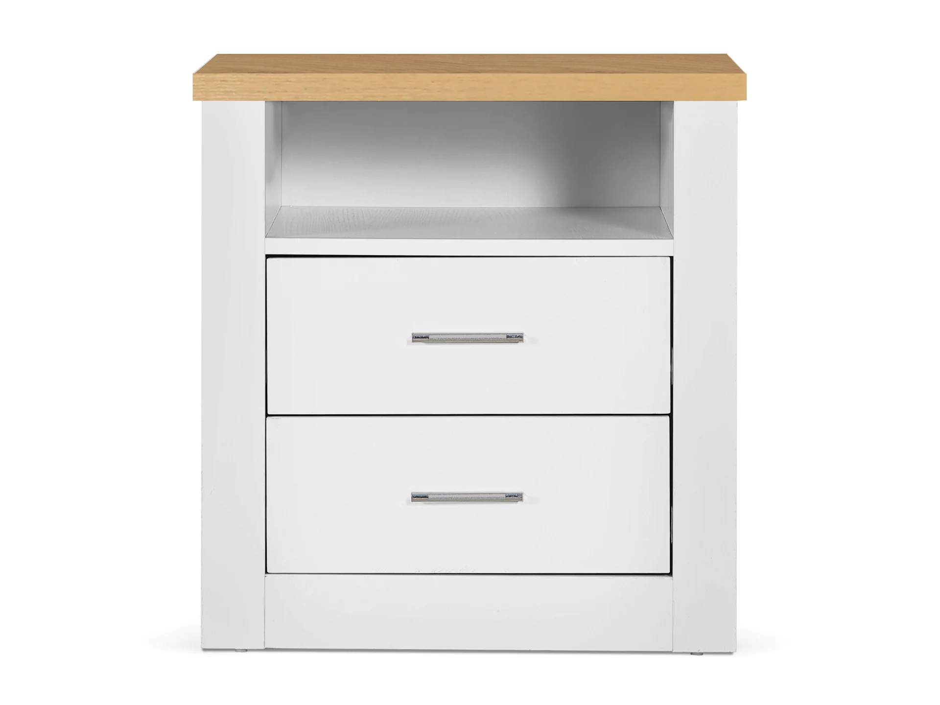 Mateo Wooden Bedside Table - White + Oak - Image 3
