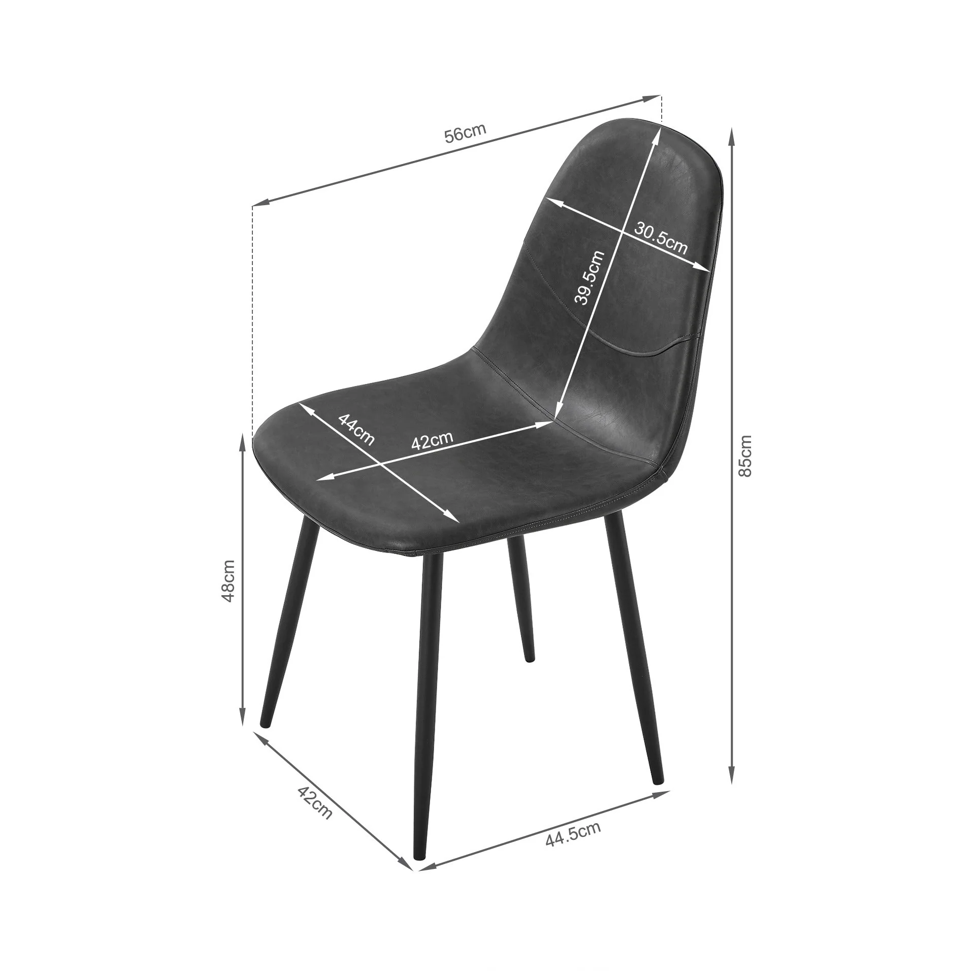 Matthew PU Leather Dining Chair - Set of 4 - Grey - Image 13