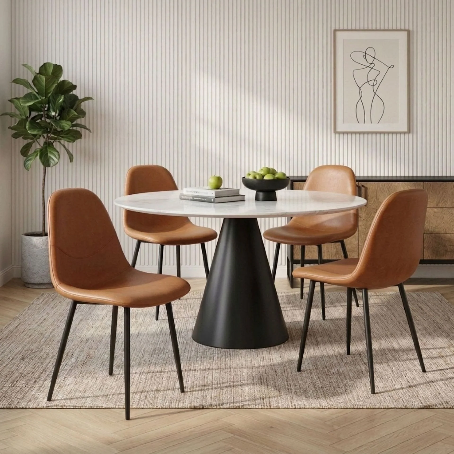 Matthew PU Leather Dining Chair - Set of 4 - Orange
