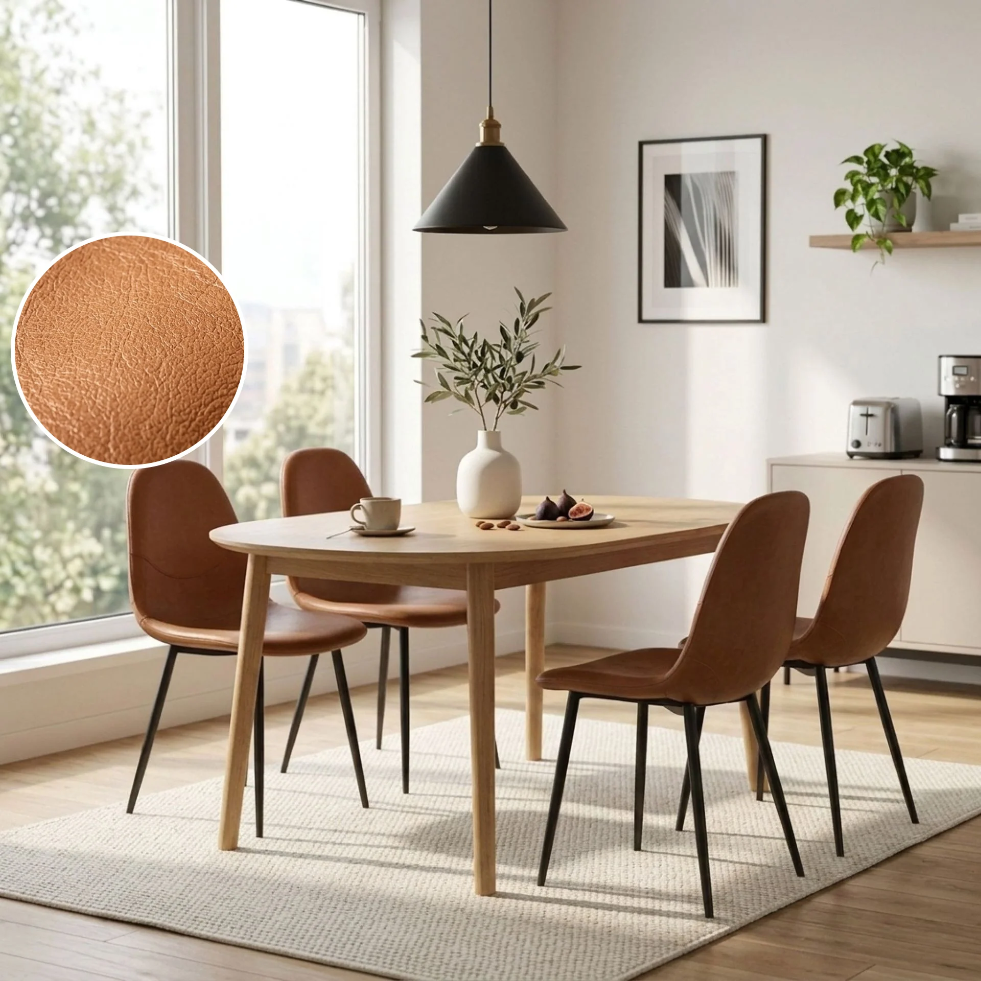Matthew PU Leather Dining Chair - Set of 4 - Orange - Image 2