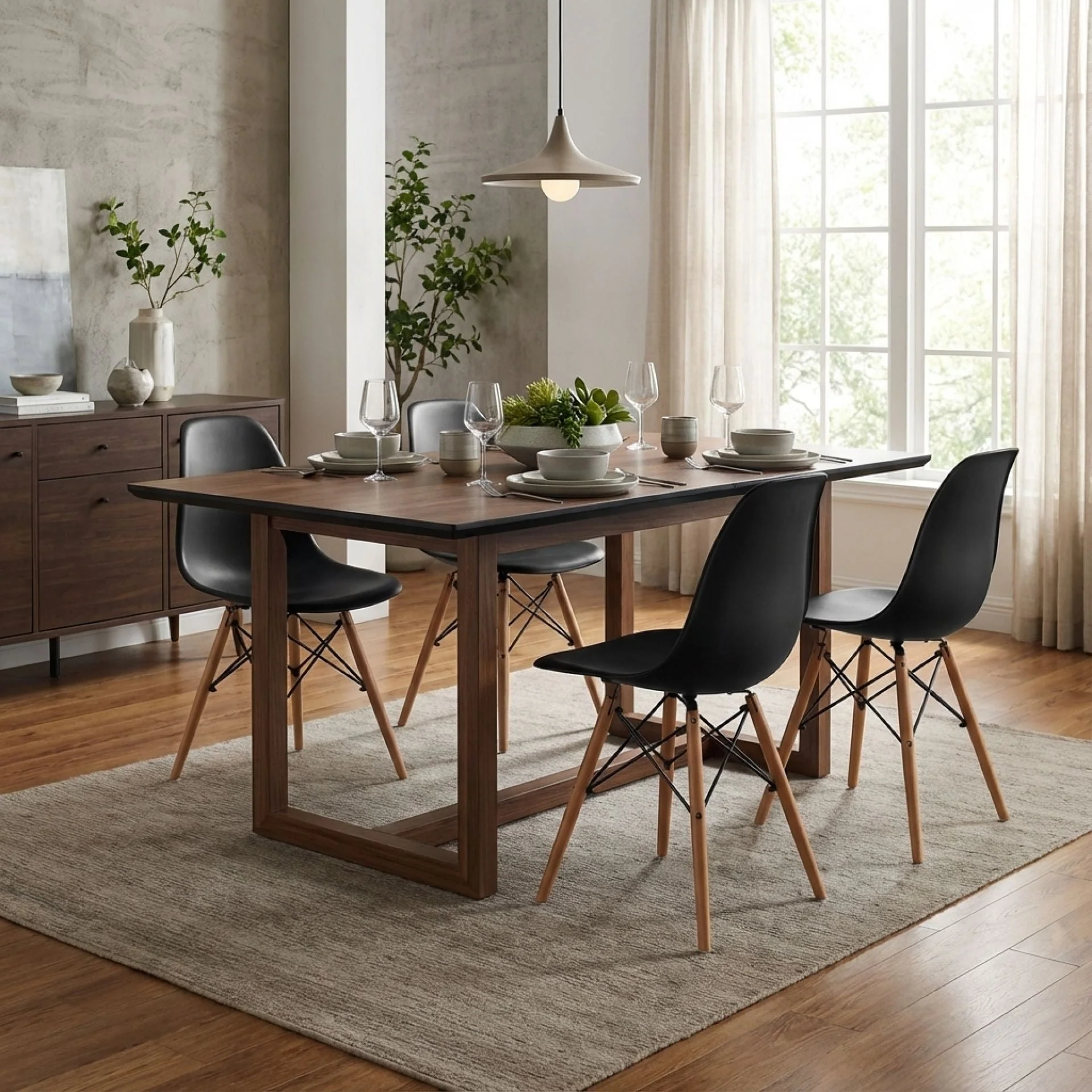 Maya Dining Chair Eiffel Tower Replica - Set of 4 - Black - Image 3