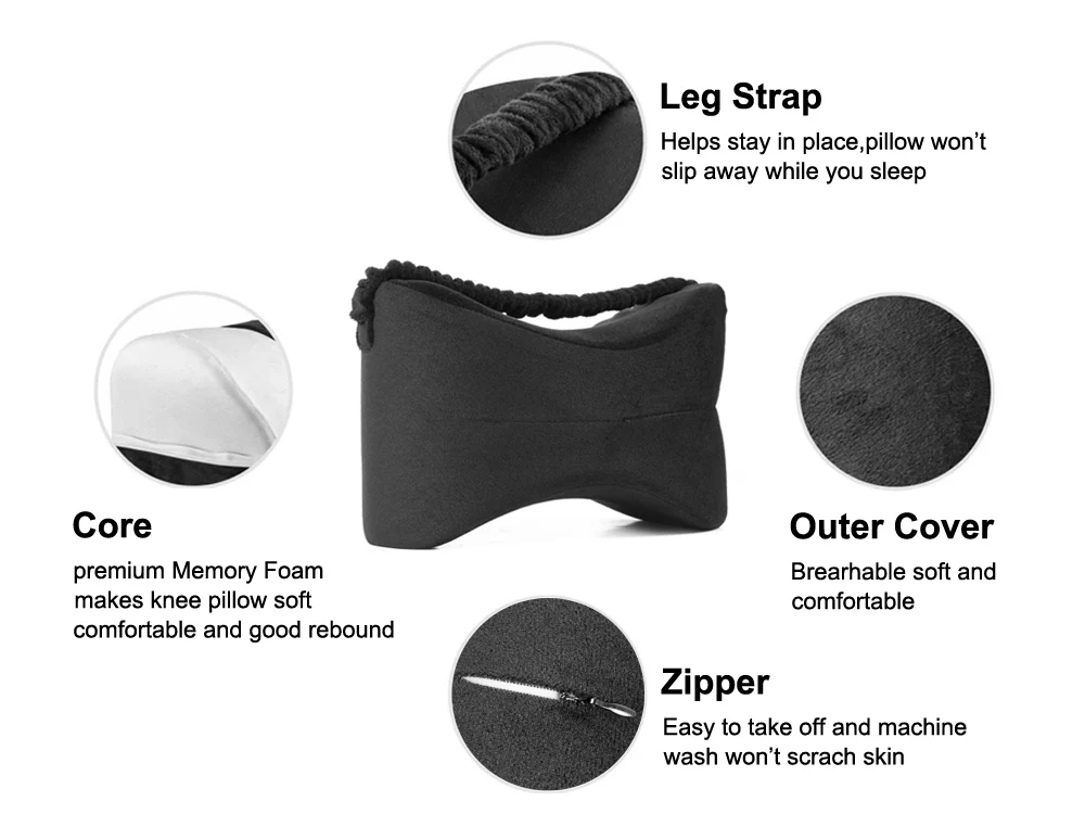 Memory Foam Knee Pillow - BLACK - Image 5