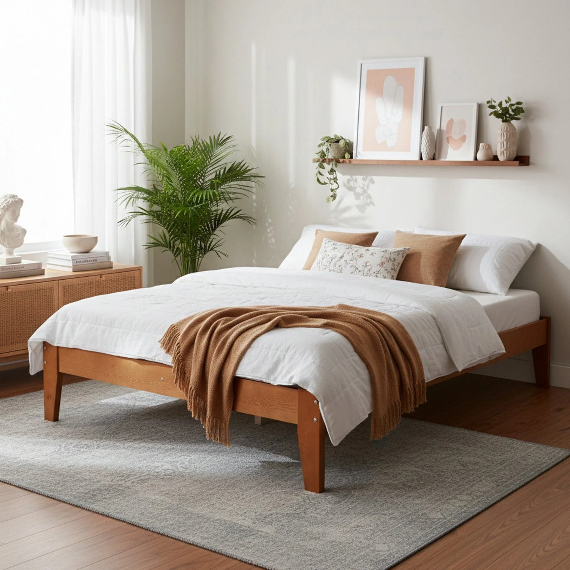 Meri Double Wooden Bed Frame - Oak - Image 3