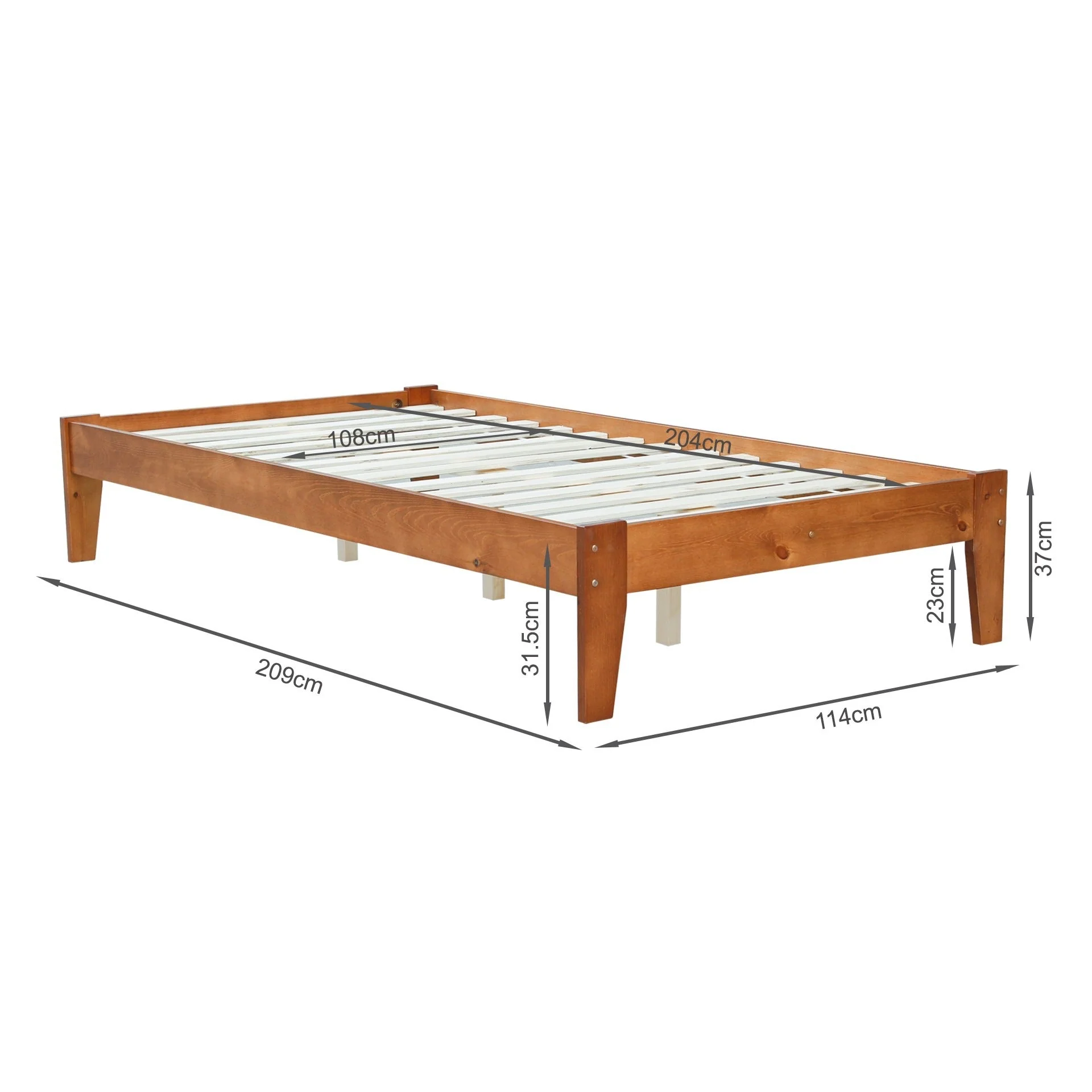 Meri King Single Wooden Bed Frame - Oak - Image 12