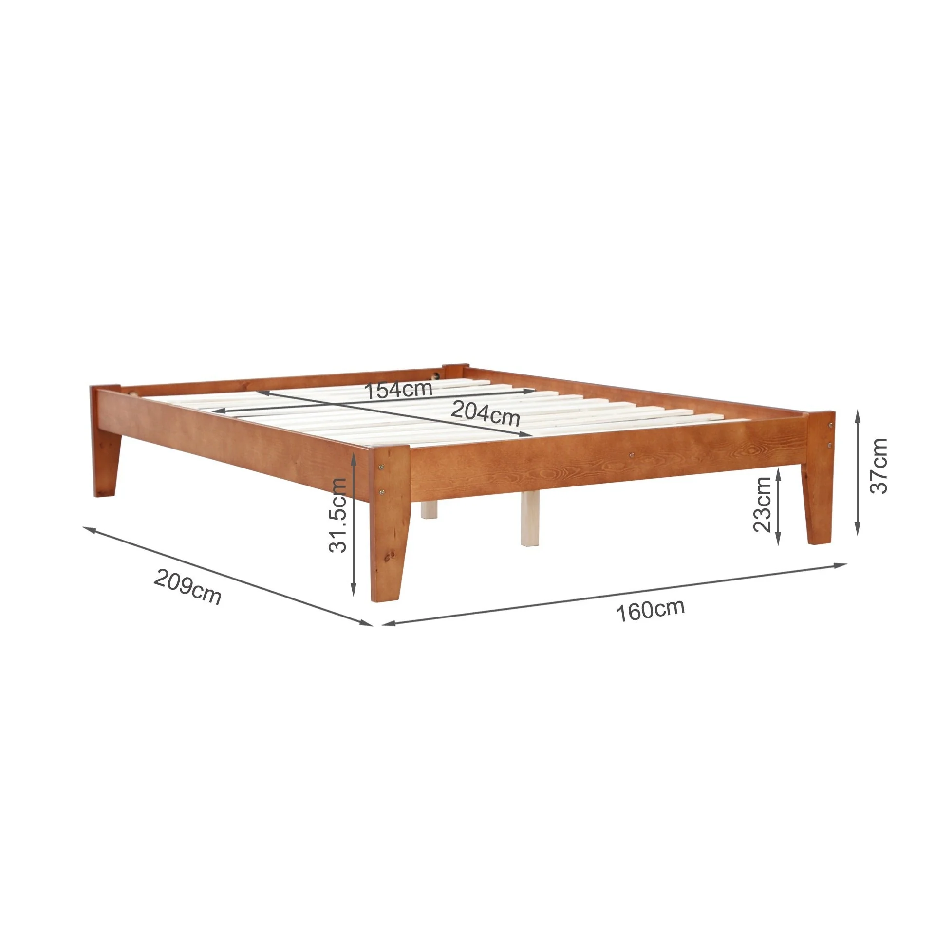 Meri Queen Wooden Bed Frame - Oak - Image 10