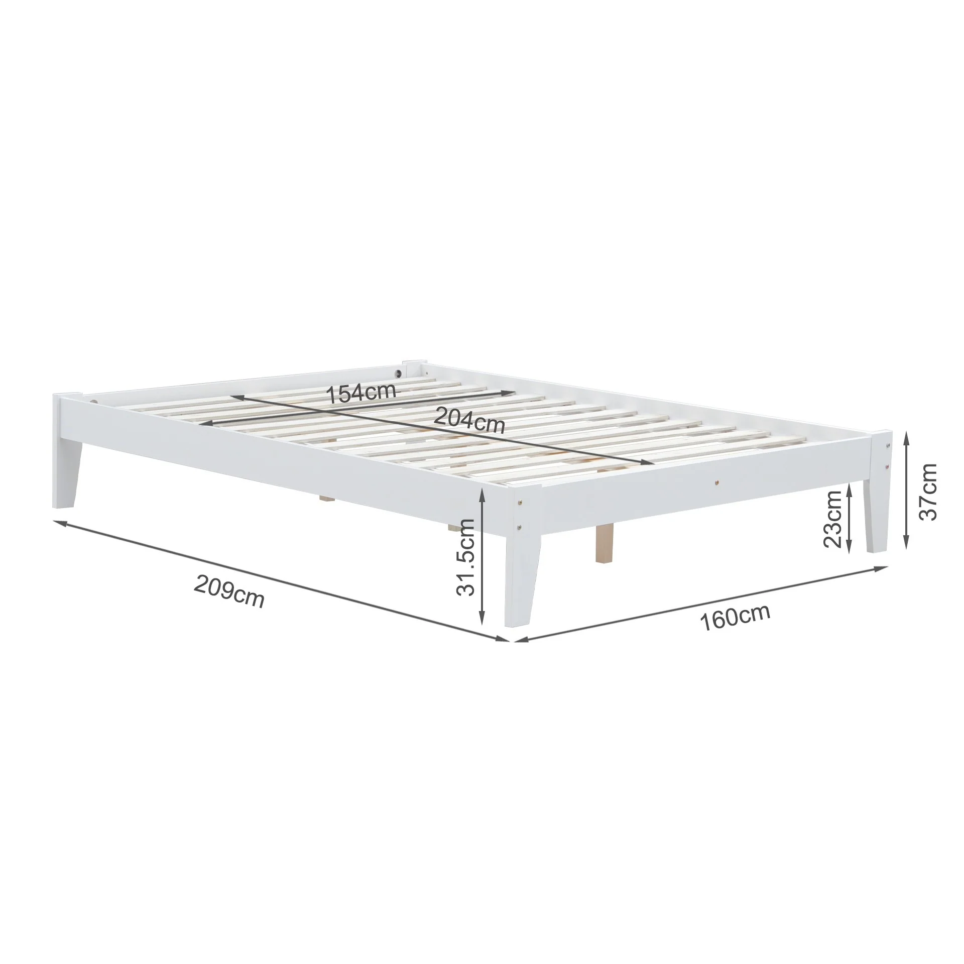 Meri Queen Wooden Bed Frame - White - Image 14