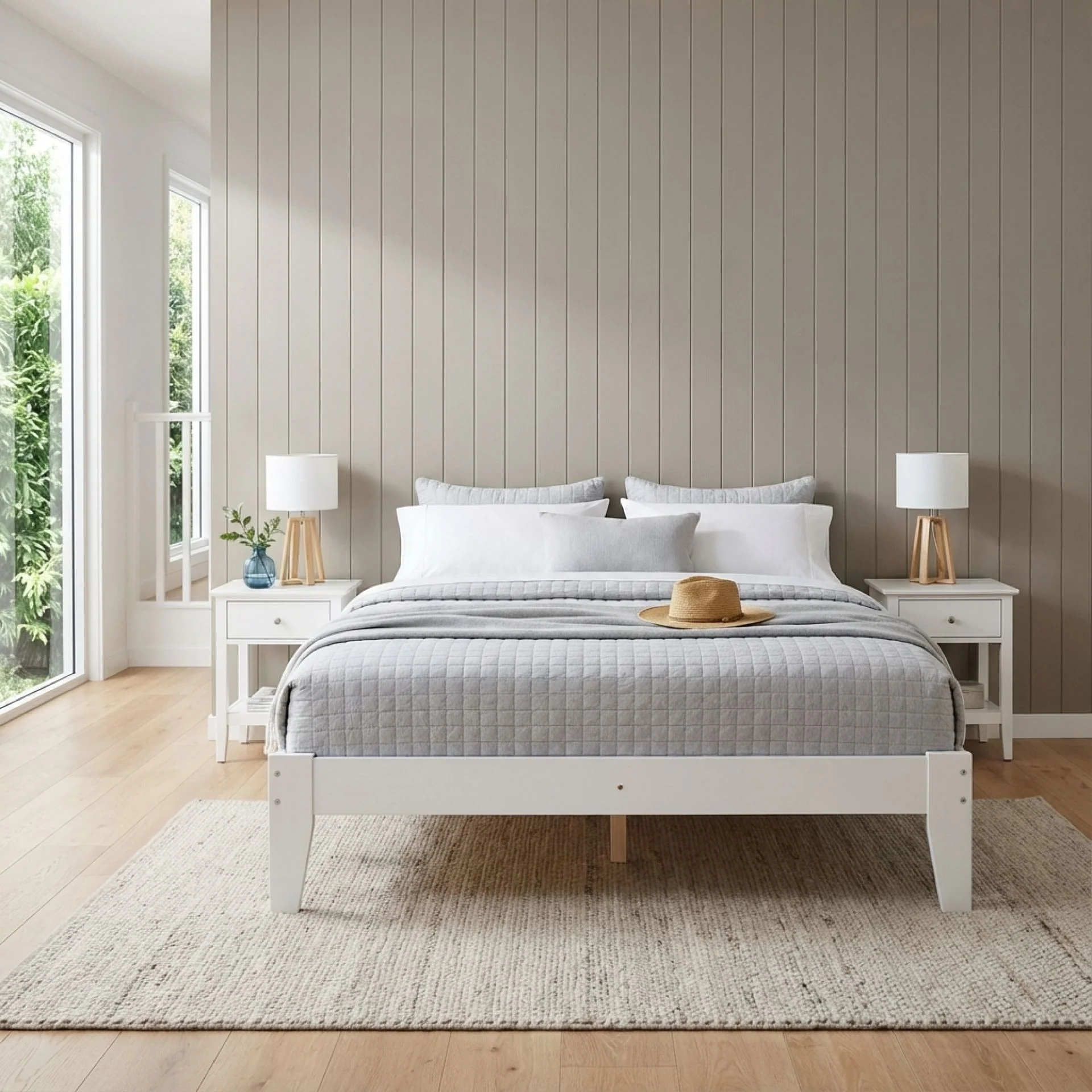 Meri Queen Wooden Bed Frame - White - Image 4