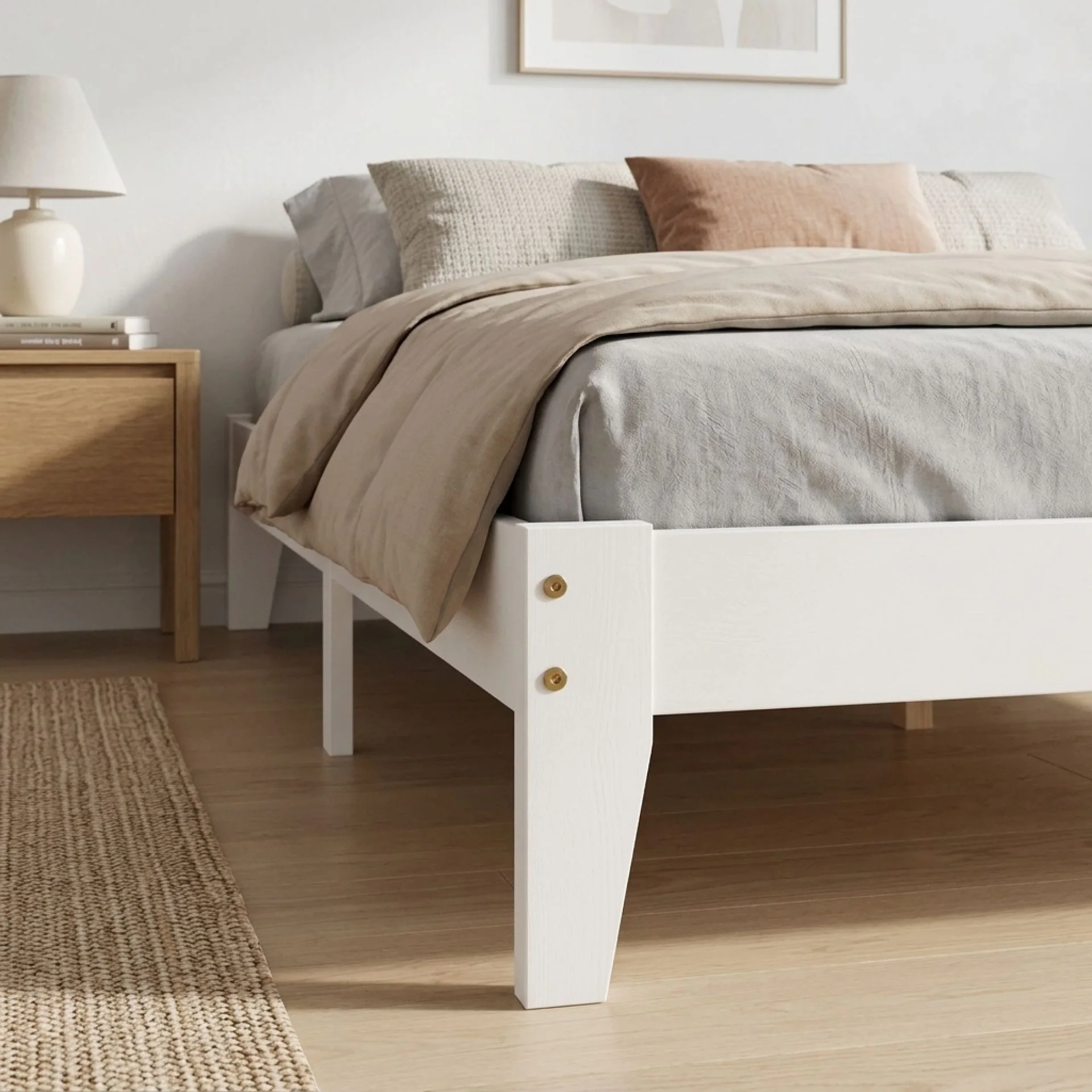 Meri Queen Wooden Bed Frame - White - Image 6